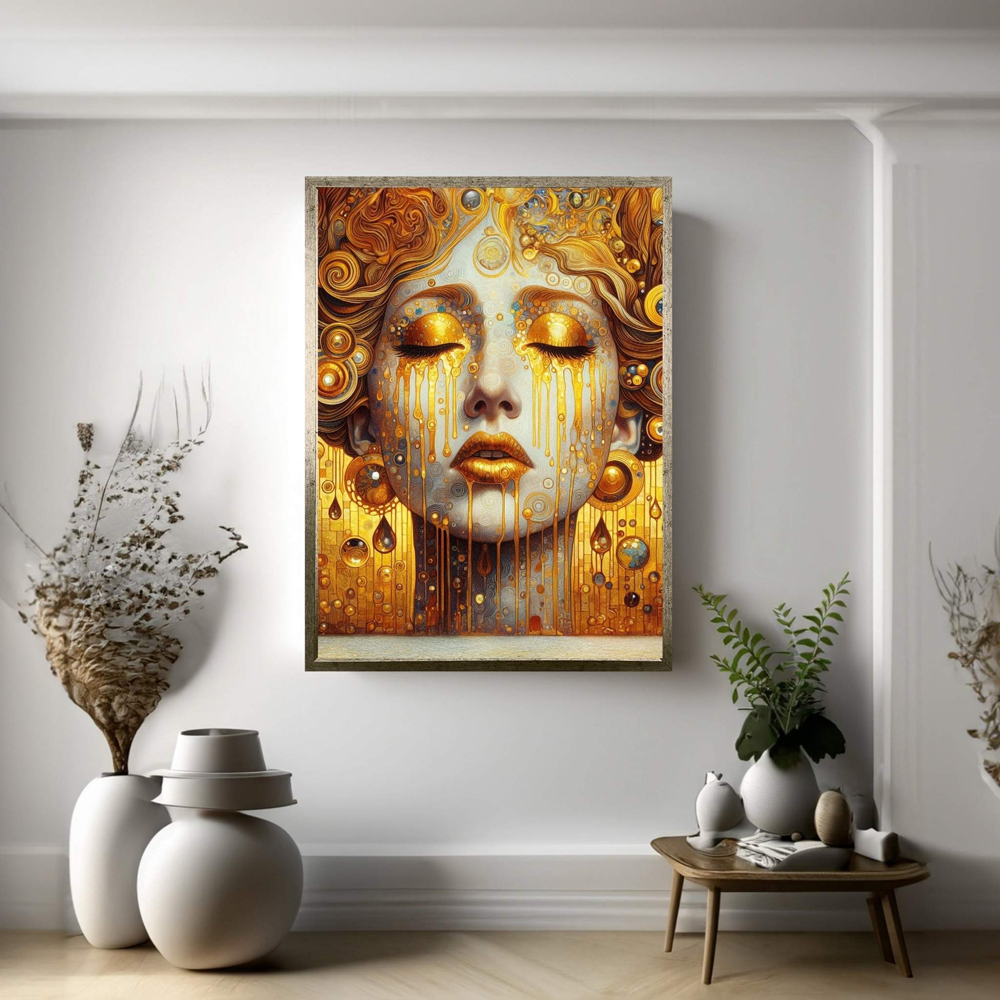 The Golden Tears Gustav Klimt Modern Abstract Reproduction Canvas Wall Art - Y Canvas