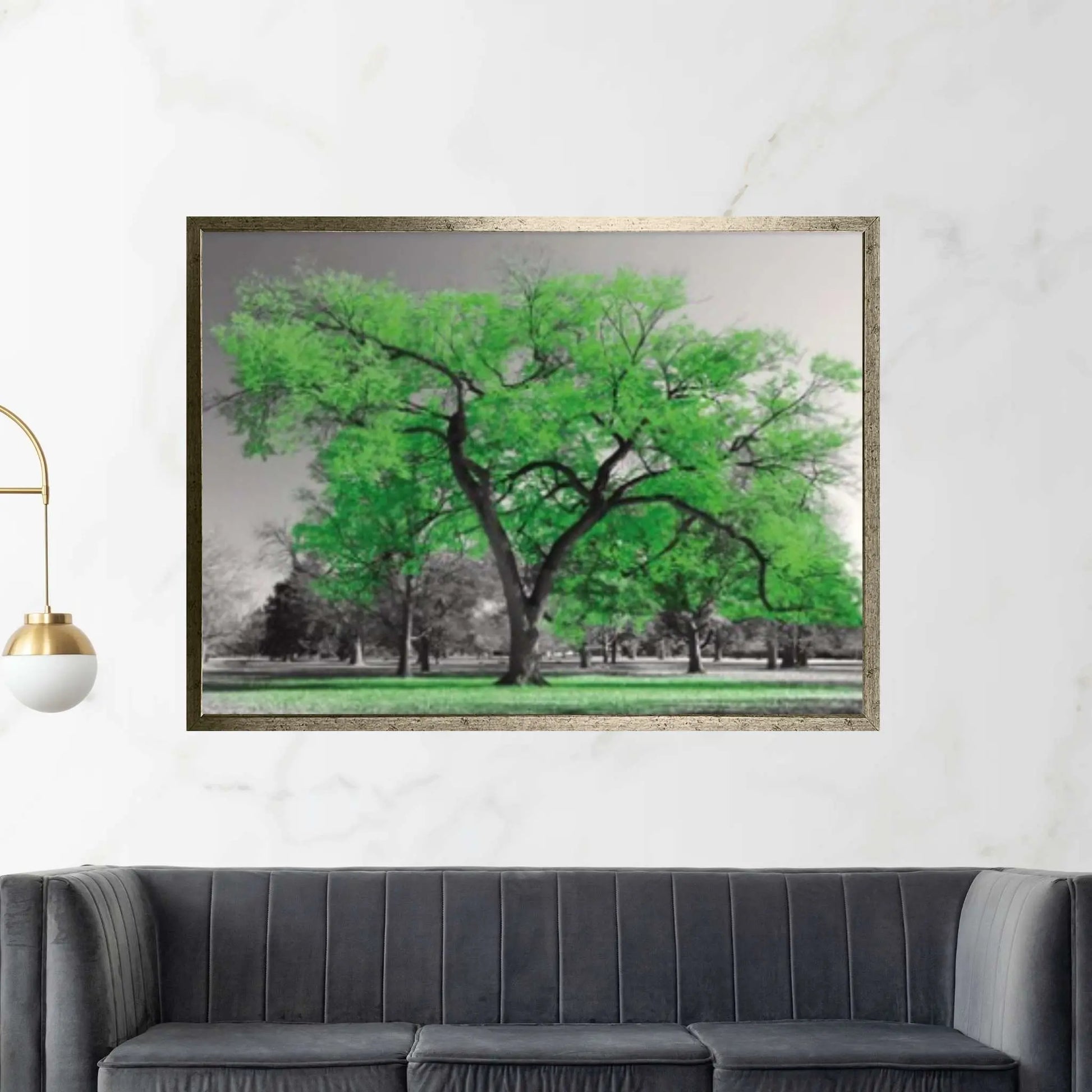 Large Green Tree Teal Leaves Canvas Wall Art Picture Print Decor - Y Canvas