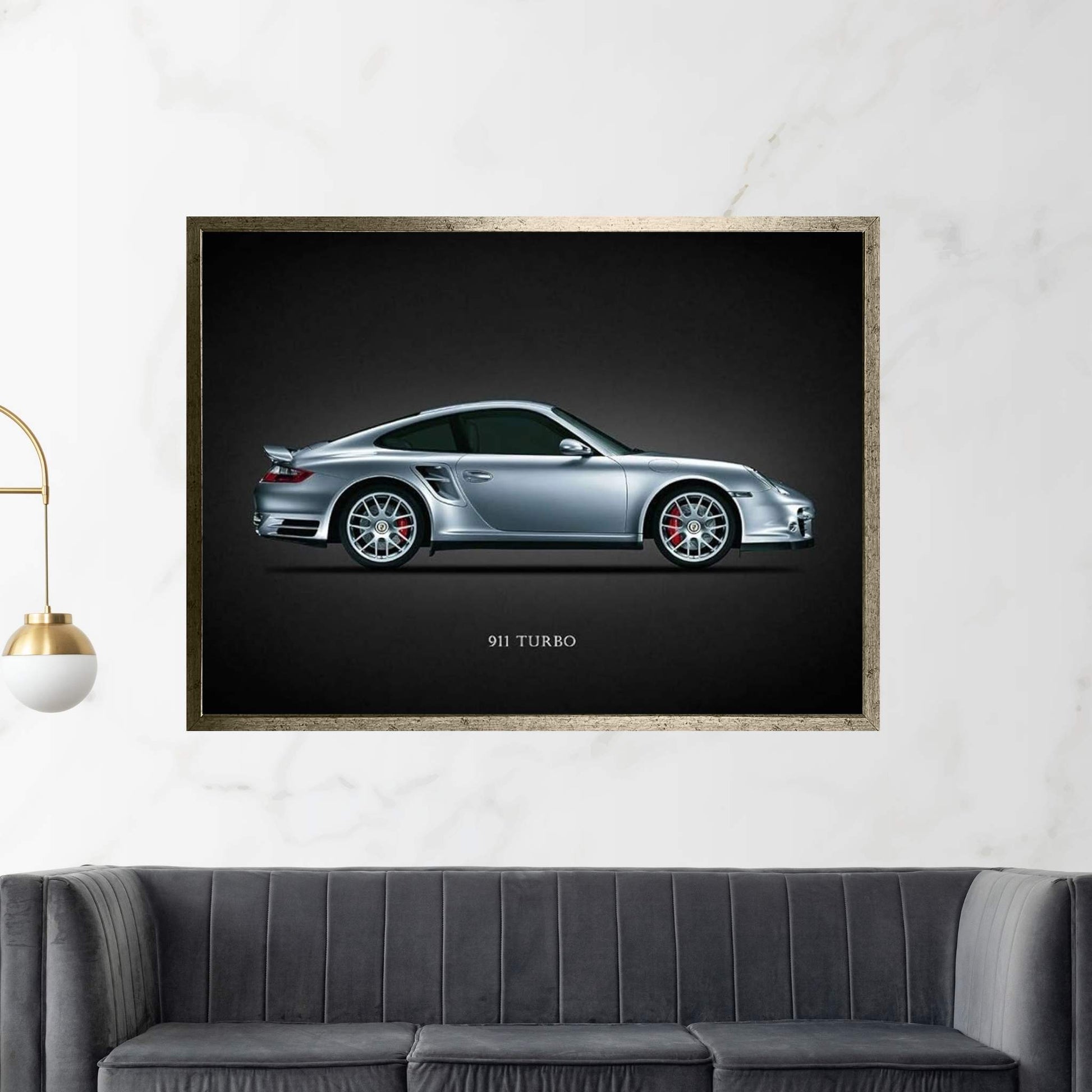 Porsche 911 Turbo Silver Canvas Wall Art - Y Canvas