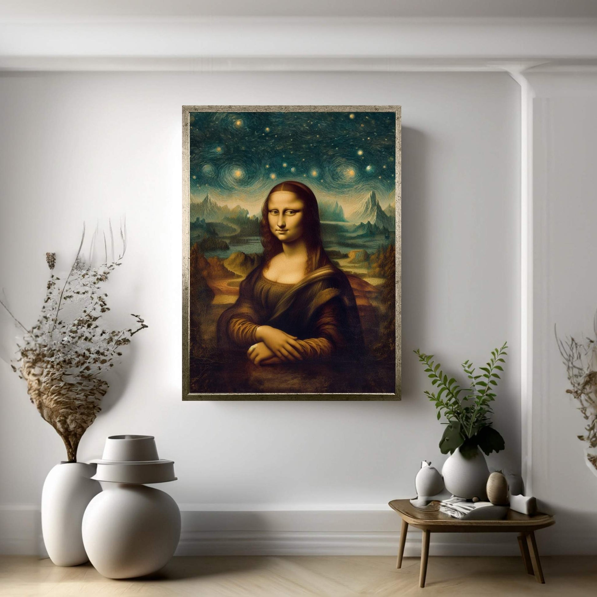 Modern Mona Lisa Van Gogh Style Reproduction Modern Abstract Canvas Wall Art - Y Canvas