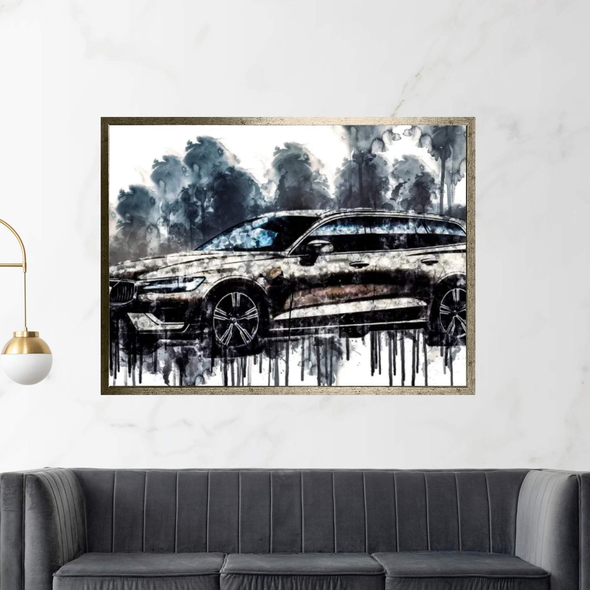 Car 2018 Volvo V60 T8 Inscription Canvas Wall Art - Y Canvas