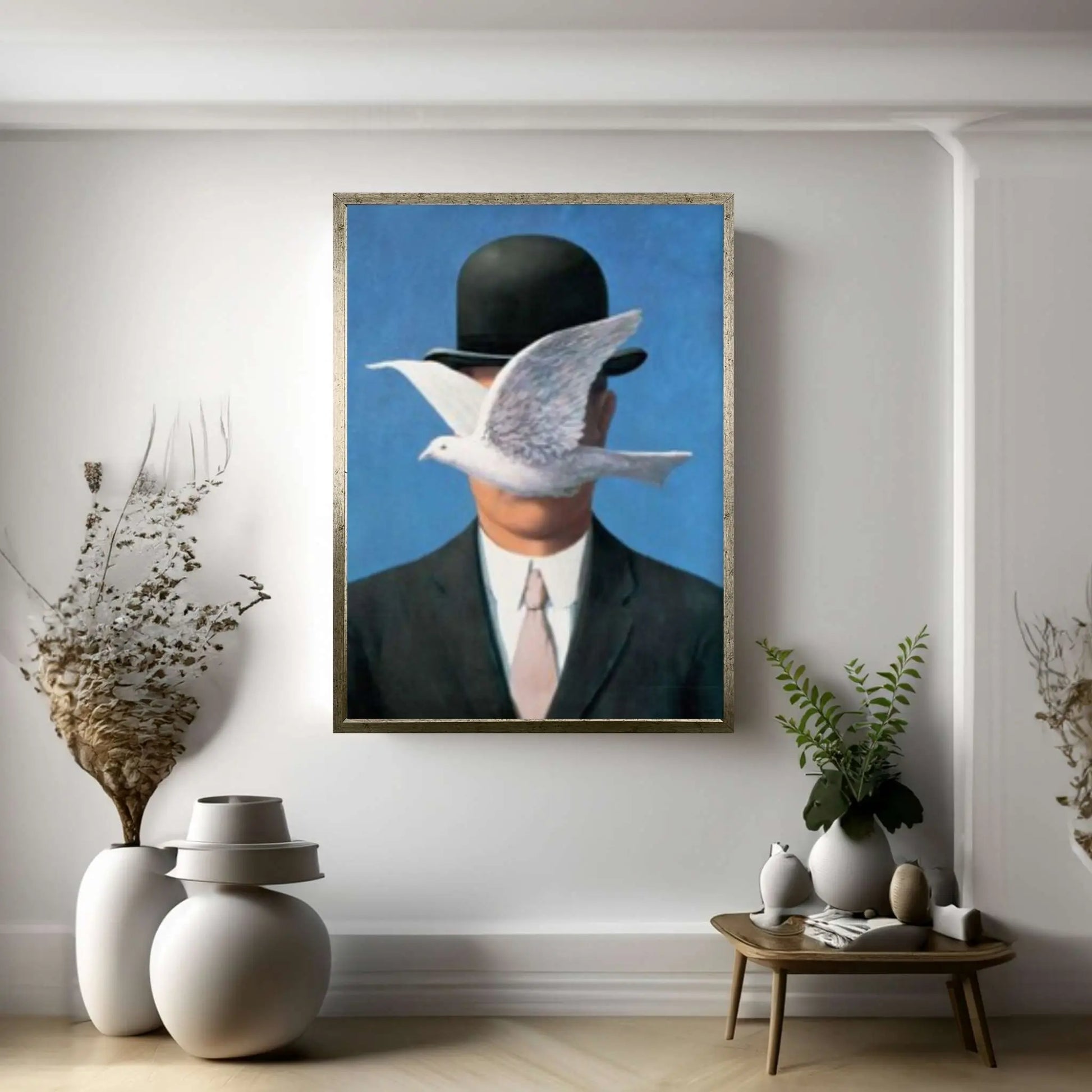 Rene Magritte The Man with the Bowler Hat Canvas Wall Art Poster, Rene Magritte Exhibition Print - Y Canvas