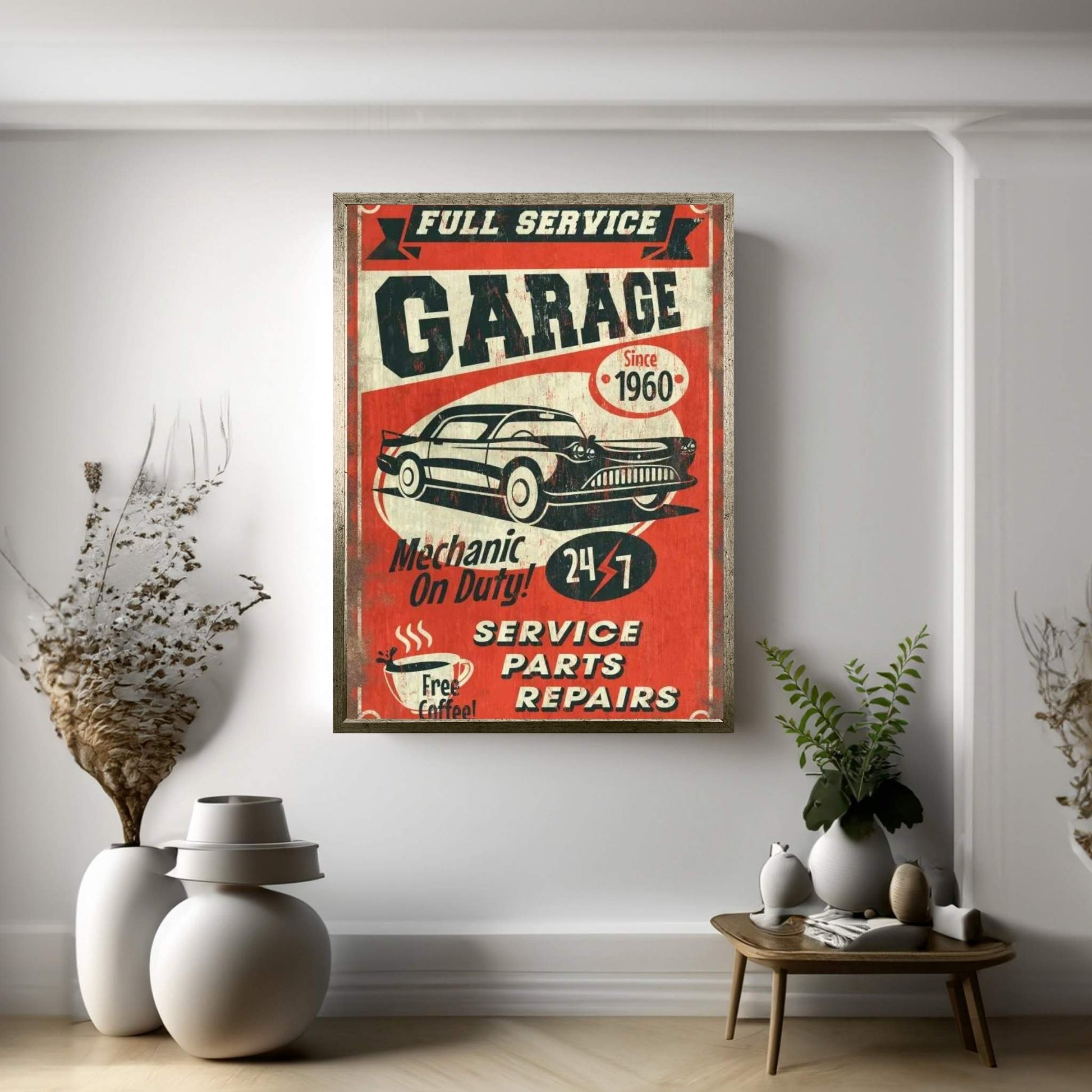 Full Service Garage Sign Canvas Wall Art - Y Canvas