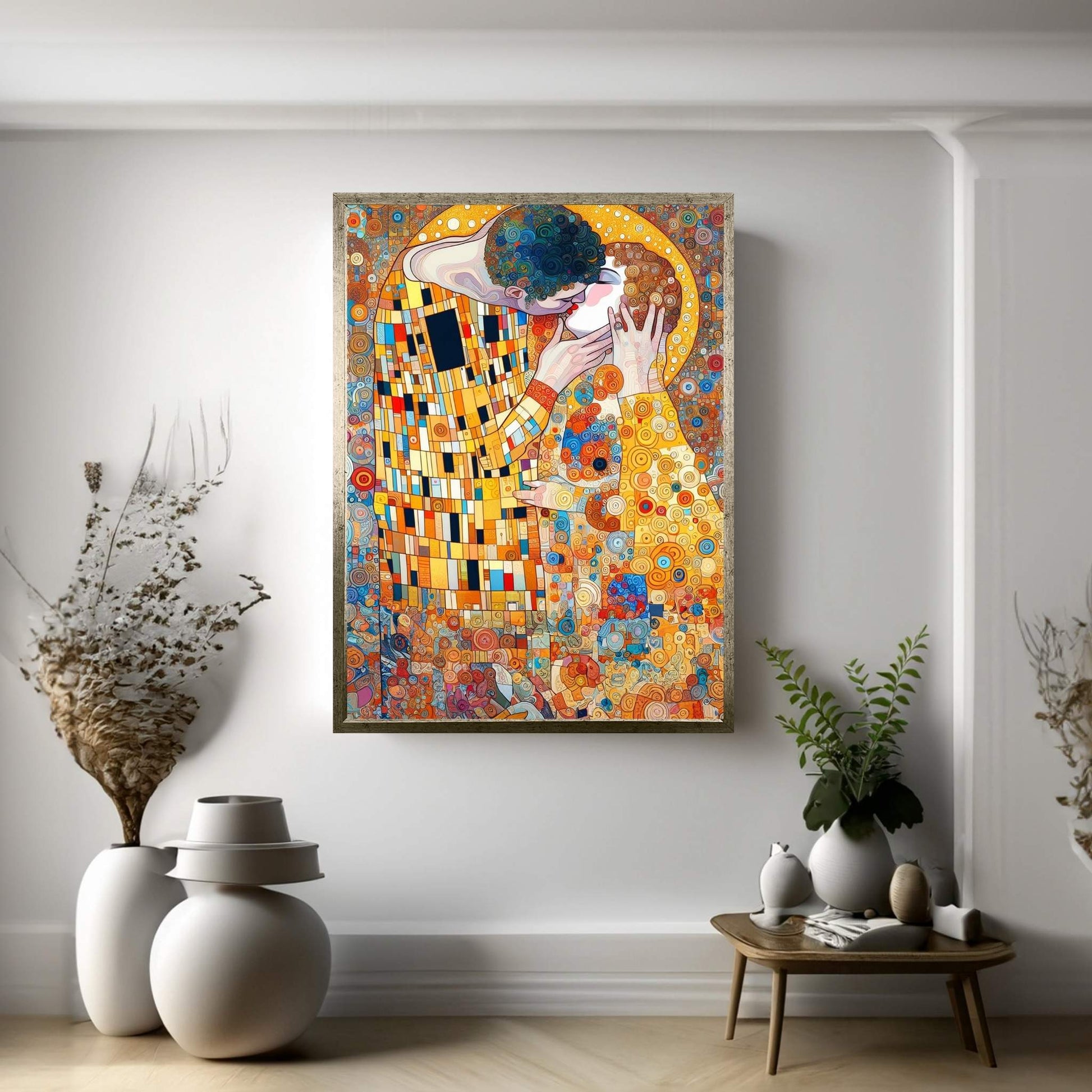 Gustav Klimt's The Kiss: Canvas Wall Art Reproduction Home Decor - Y Canvas