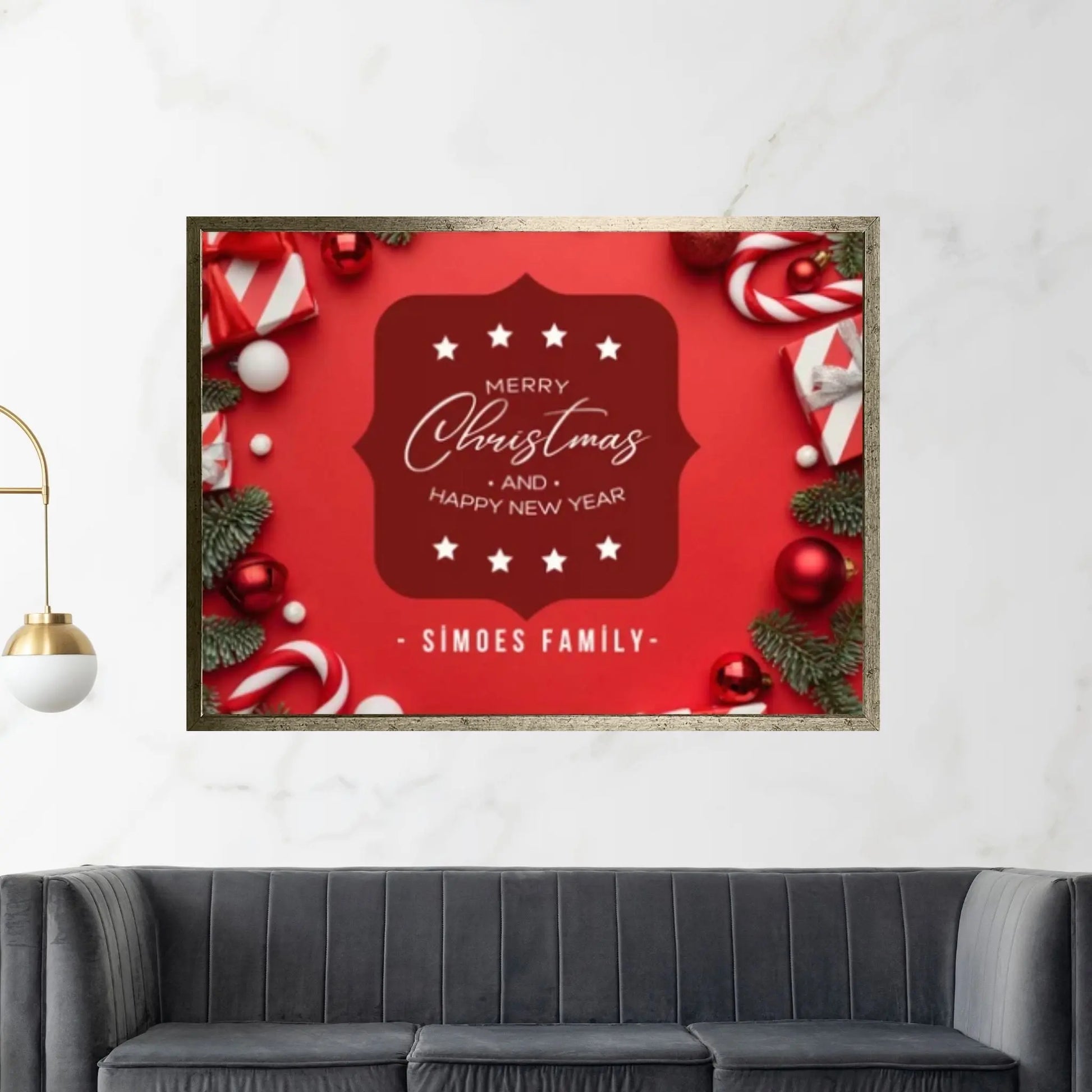 Christmas Decor Sign Personalized Custom Family Welcome Home Holiday Wall Art Canvas Print Decorations Name Sign Modern Farmhouse Wall Decor - Y Canvas