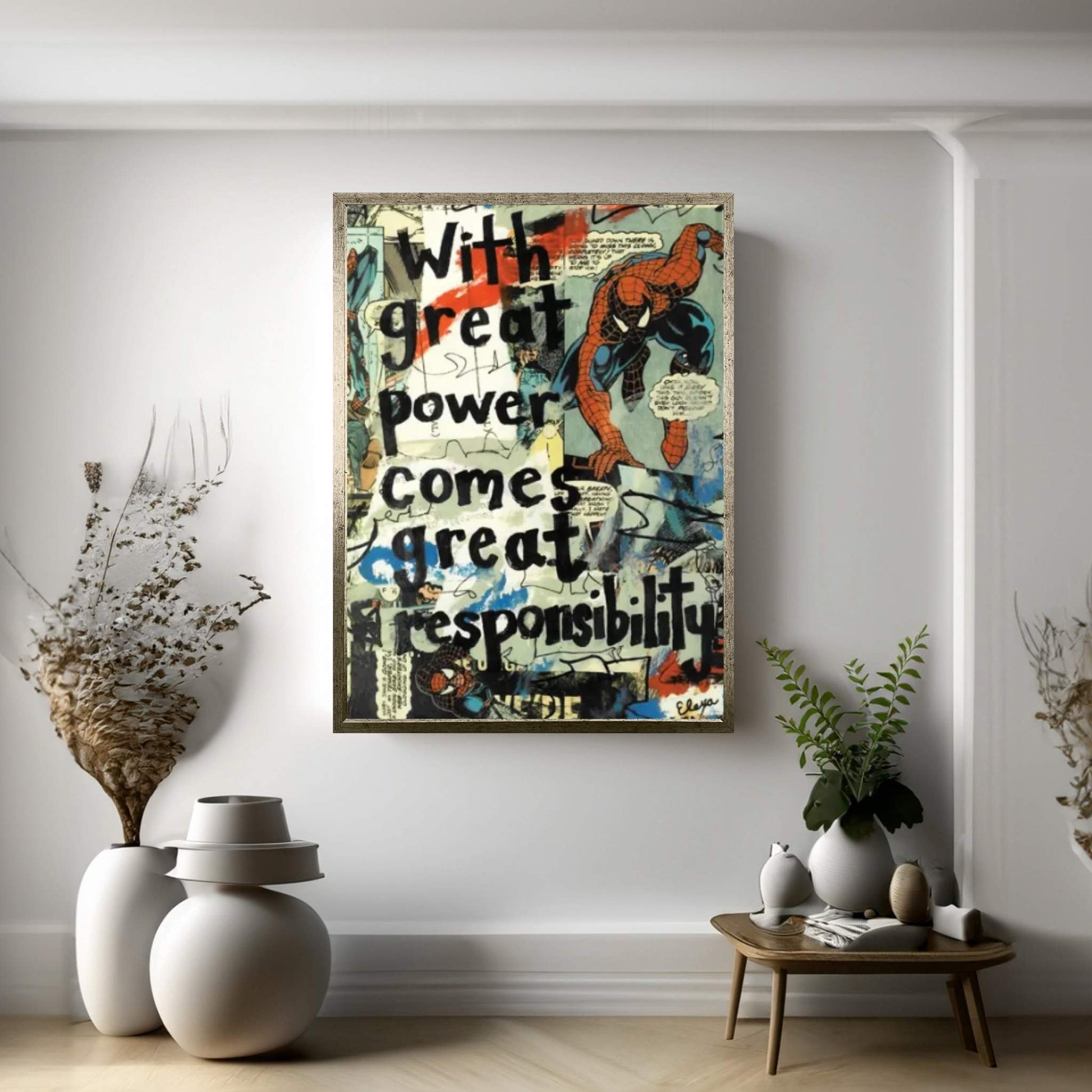 Great Power Spiderman Canvas Wall Art - Y Canvas