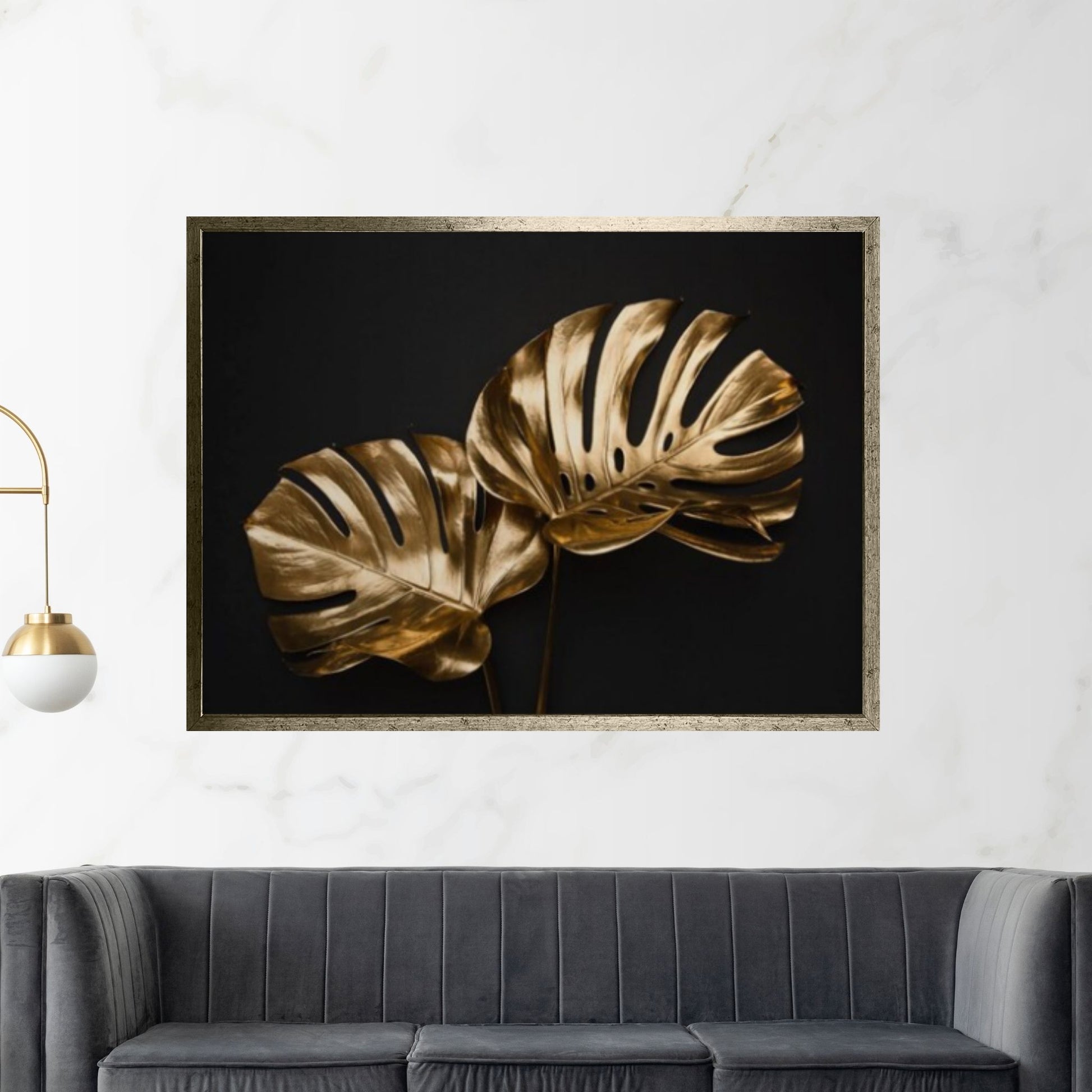 Abstract Gold Leaf Landscape, Oil Painting on Canvas Gold Foil Texture Acrylic Canvas Wall Art - Y Canvas