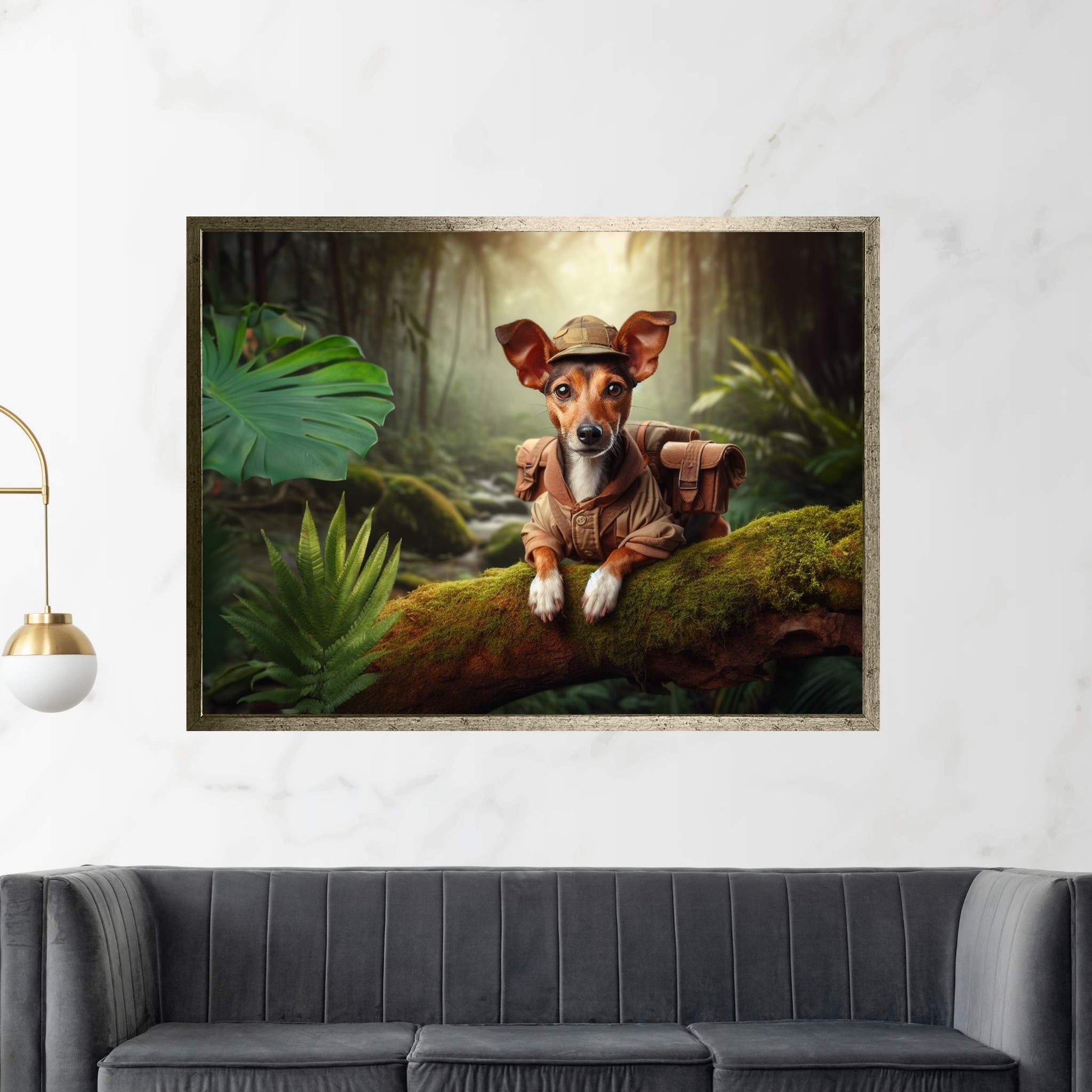 Adventurous Little Dog, Dog in the Forest Canvas Wall Art - Y Canvas