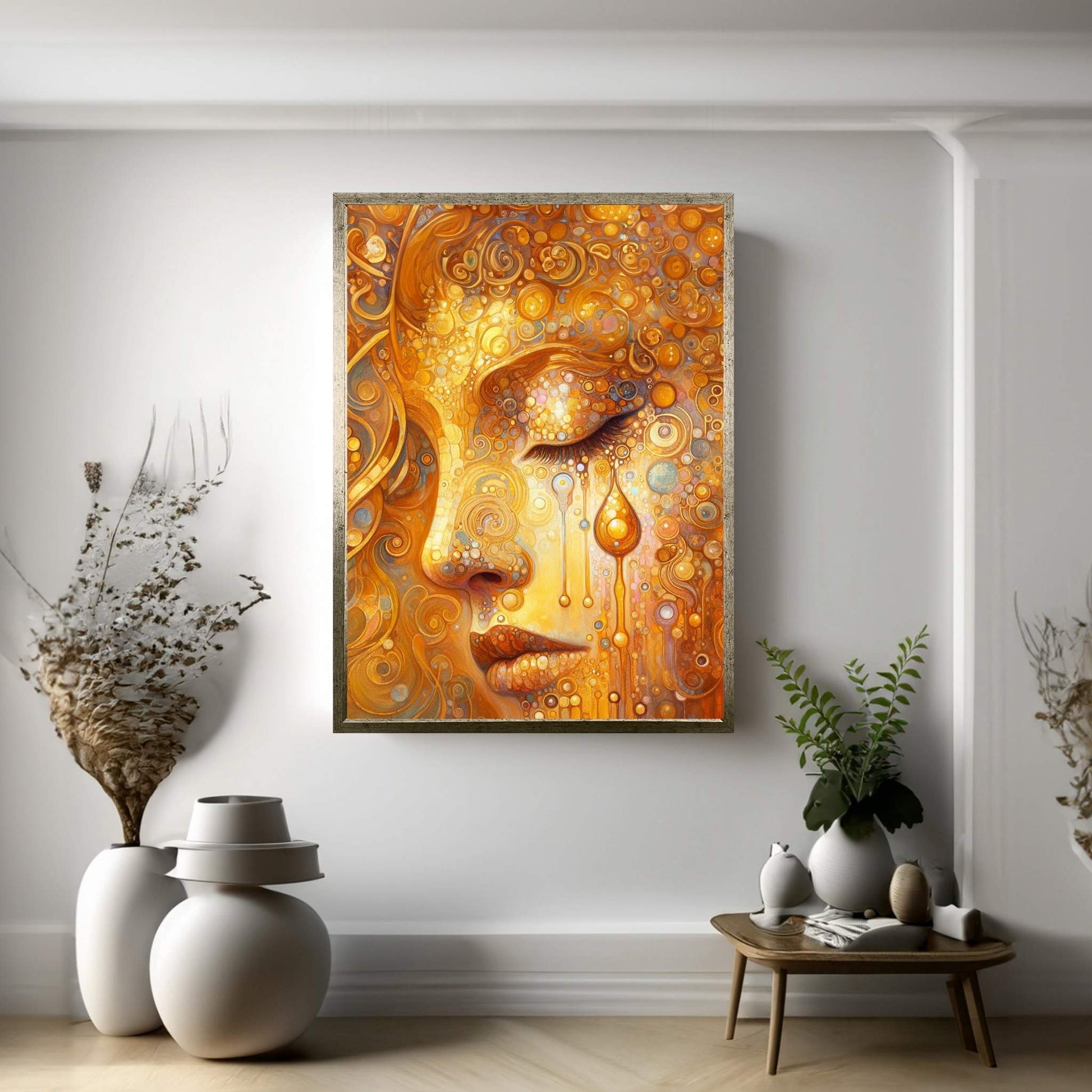 The Golden Tears Gustav Klimt Modern Abstract Reproduction Canvas Wall Art - Y Canvas