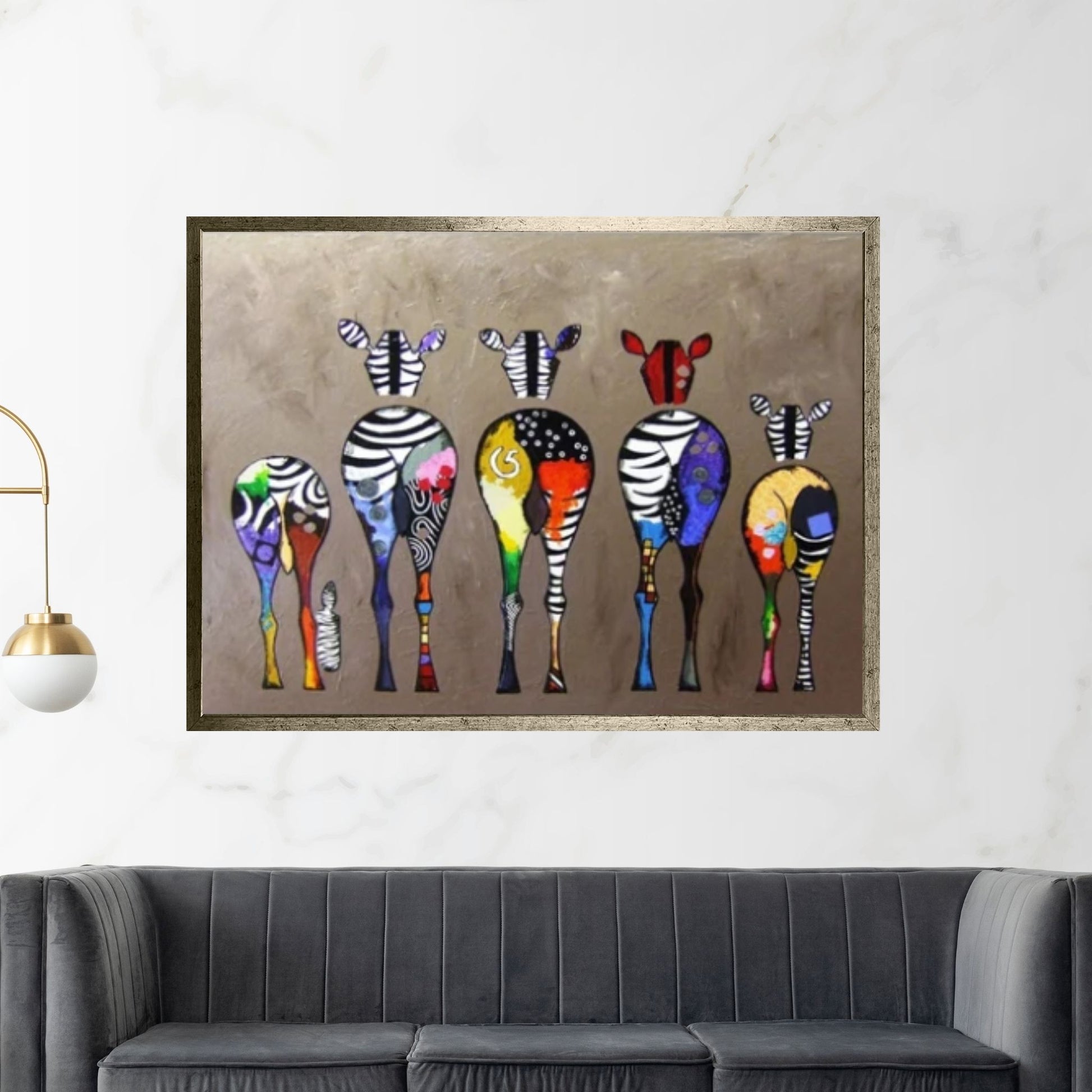 Zebra Artwork, Painting Art Canvas, Five Zebra Printed, Banksy Zebra Canvas Art, - Y Canvas