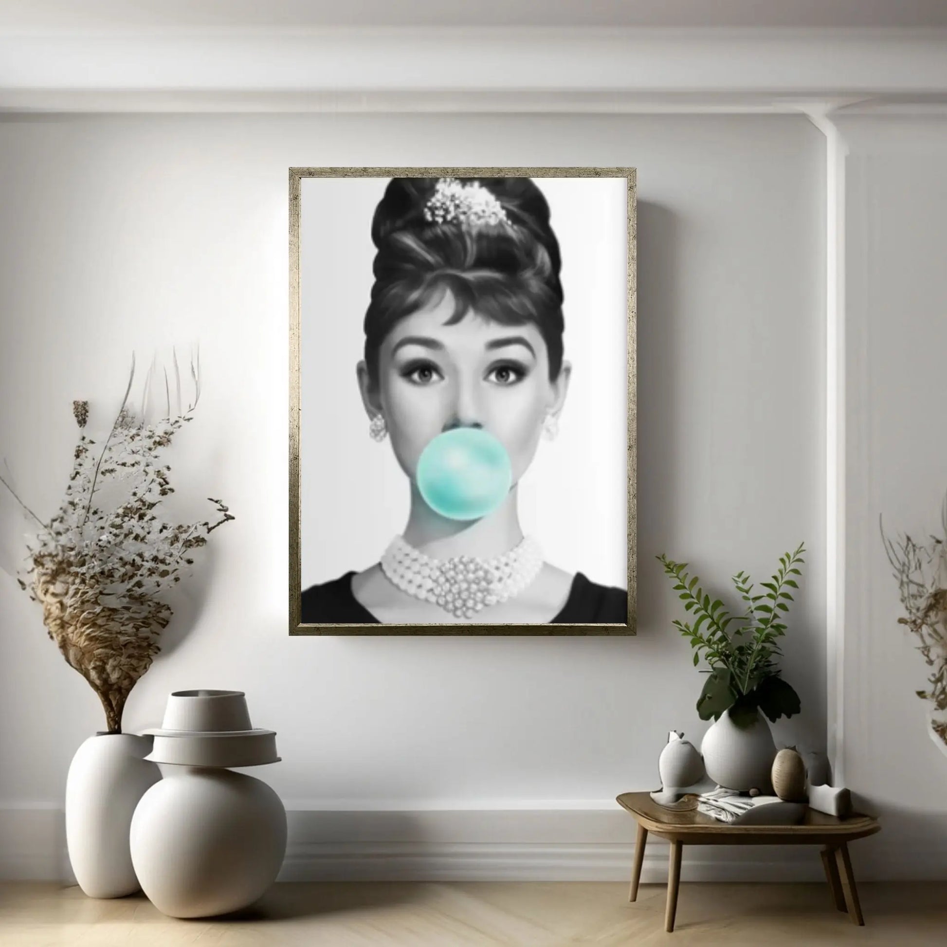 Audrey Hepburn Gum Canvas Print Breakfast at Tiffany's Wall Colored Pop Art - Y Canvas