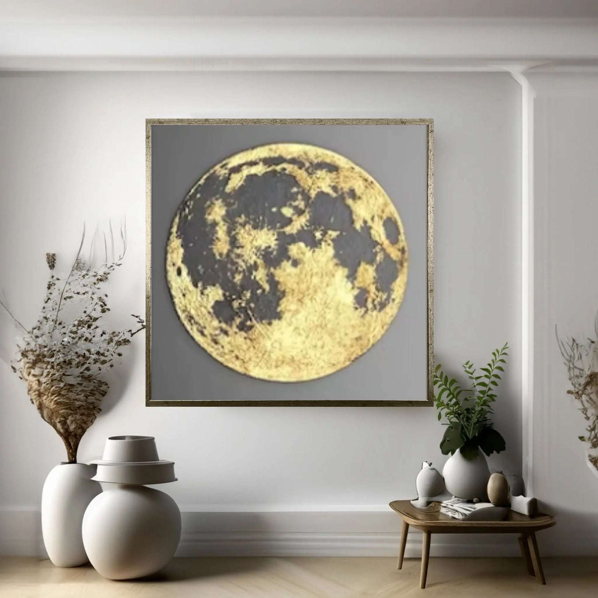 3d Wall Art, Canvas Home Decor, Gold Moon Canvas Print, Modern Canvas Art Painting - Y Canvas