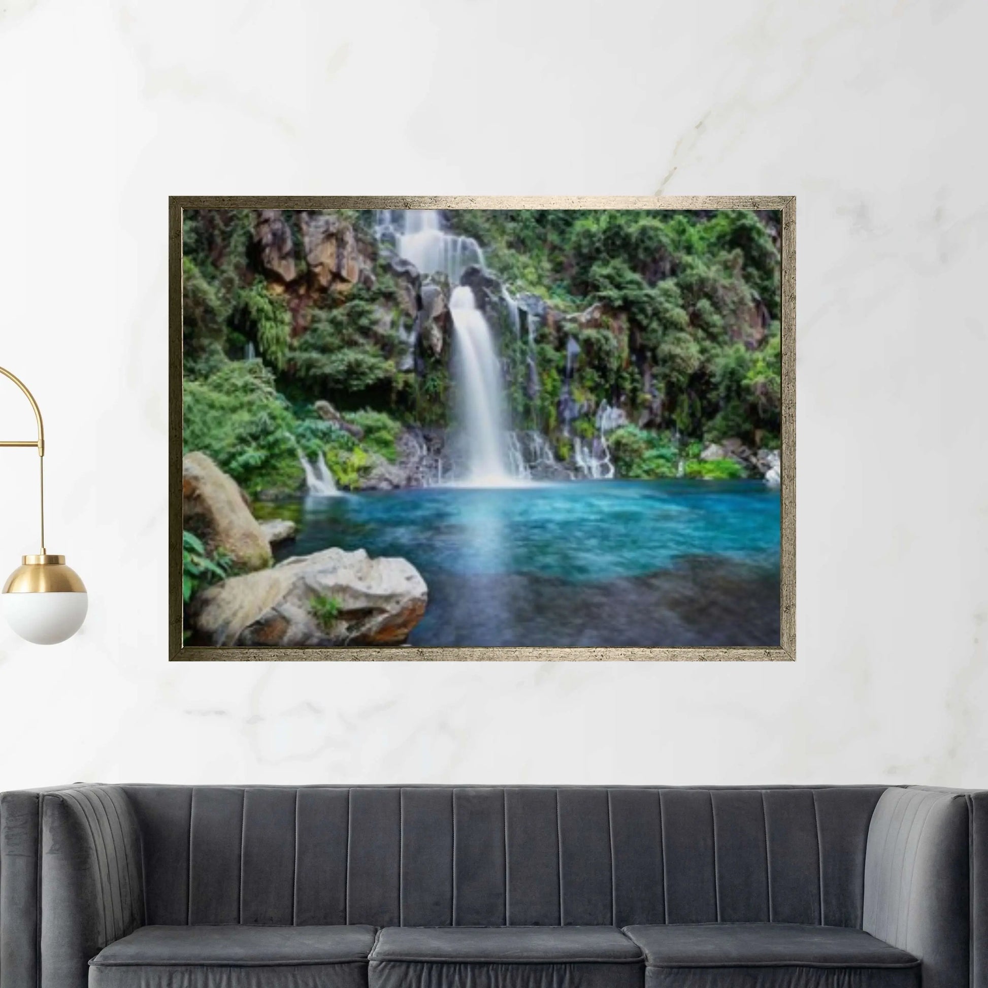 Island Beautiful Nature Waterfalls Canvas Wall Art - Y Canvas