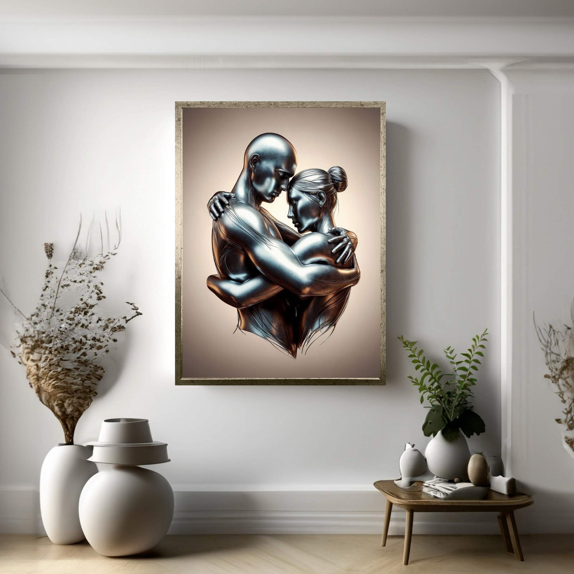 Metalic Love Couple Canvas Wall Art - Y Canvas