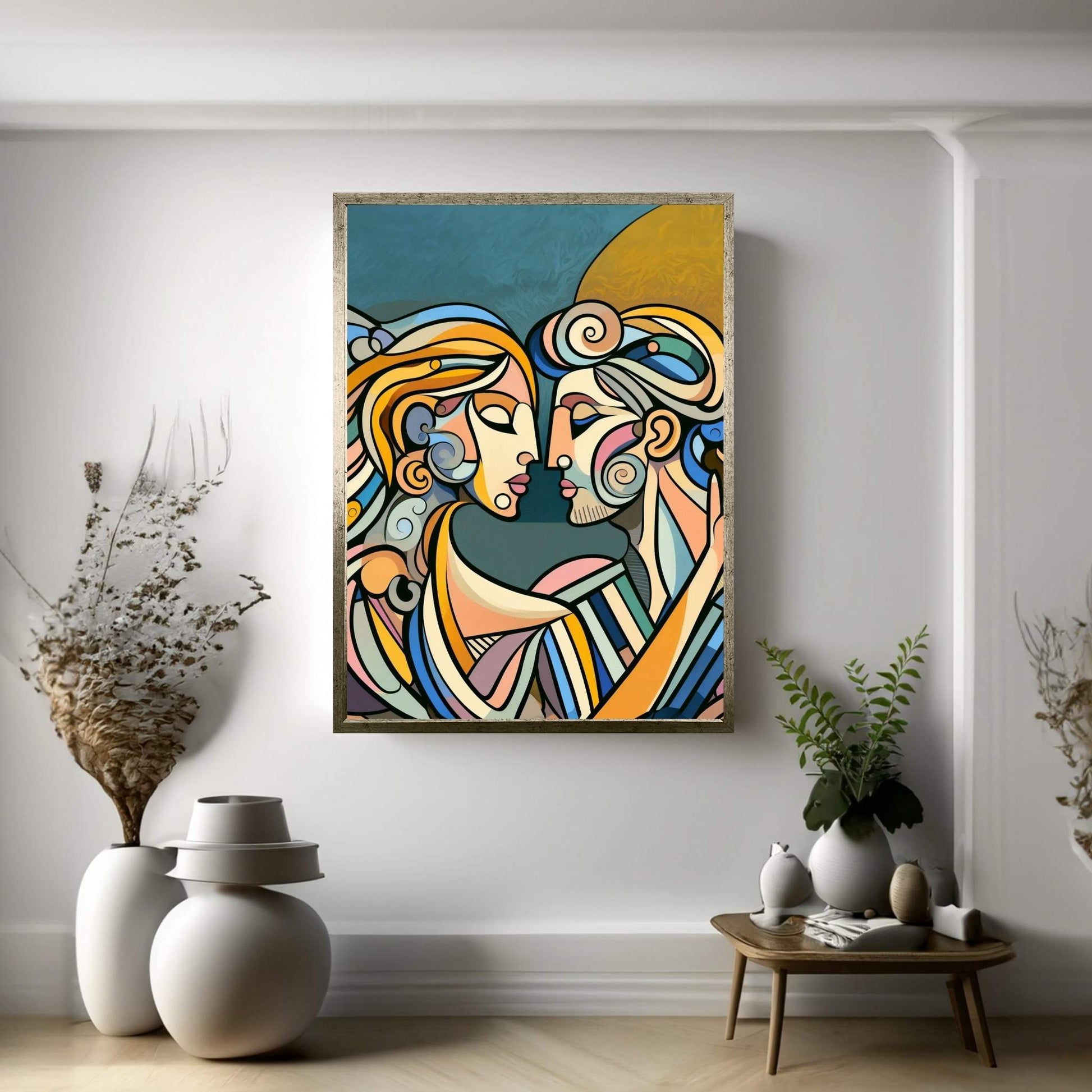 Love Couple Picasso Style Canvas Wall Art - Y Canvas