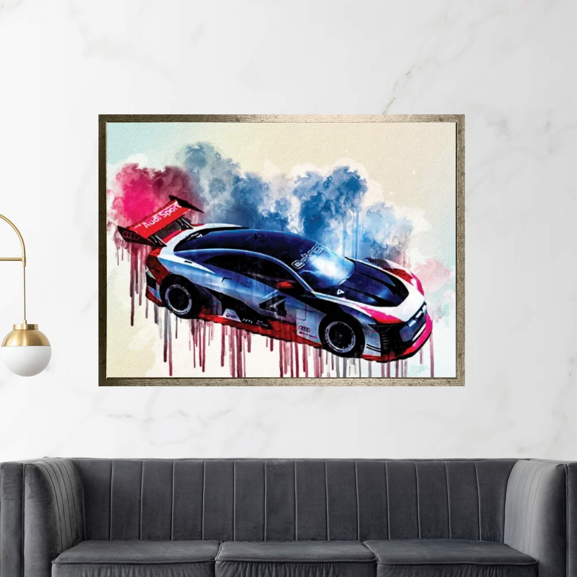 2018 Audi E-Tron Vision Gran Turismo Race Car Canvas Wall Art - Y Canvas