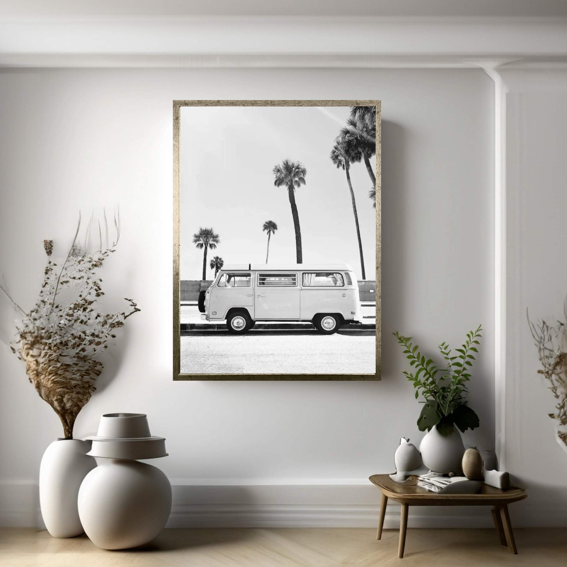 Van In Black & White Canvas Wall Art - Y Canvas