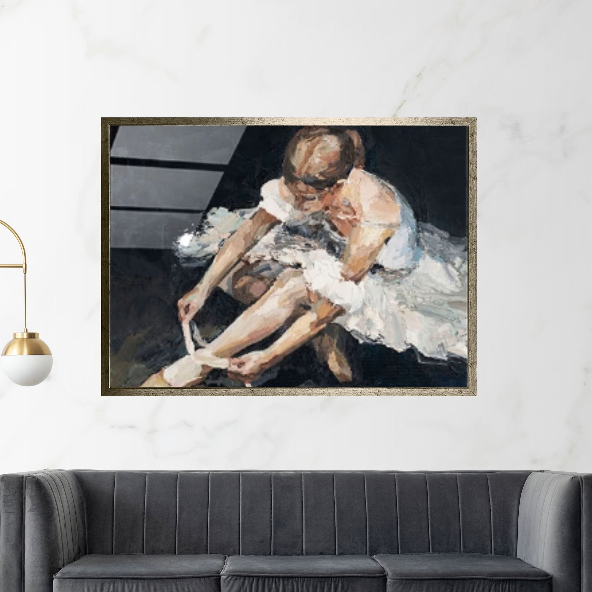 Large Ballerina Canvas Painting, Dancing Girl Oil Painting, Abstract Modern Art Ballerina - Y Canvas