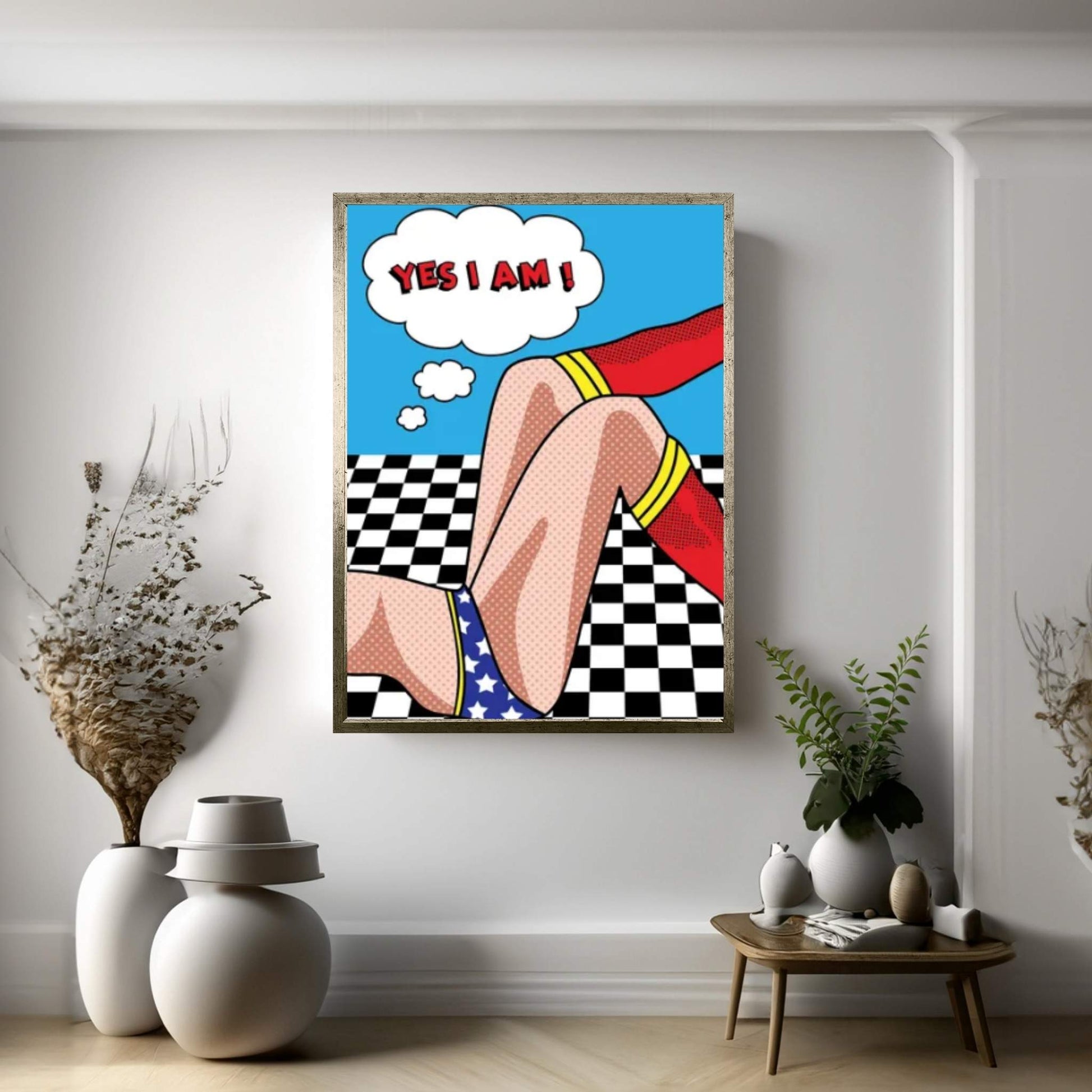 Wonder Woman Checked Canvas Wall Art - Y Canvas