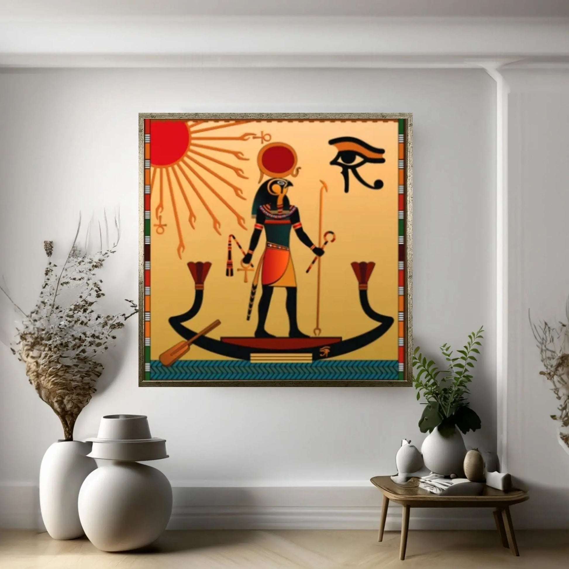 Sun God Ra Canvas Art, Egyptian God Artwork, Eye of Ra Poster Art, Egyptian Mythology Wall Art, Ancient Egyptian Wall Decor - Y Canvas