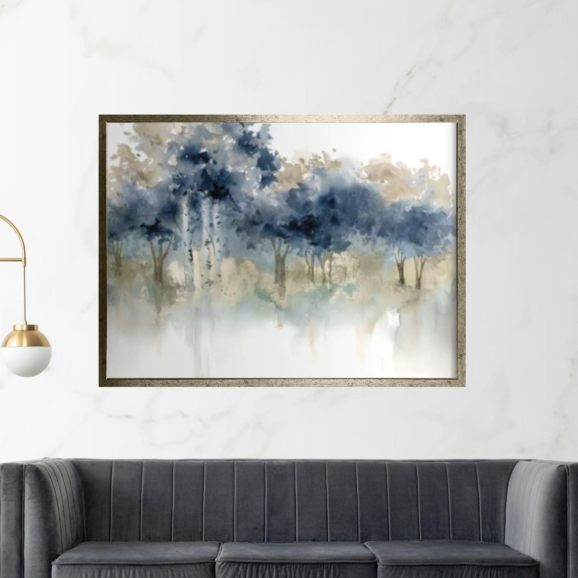 Blue Gold Oil Painting Canvas Wall Art, Modern, Luxury Wall Art, Blue Gold Abstract - Y Canvas