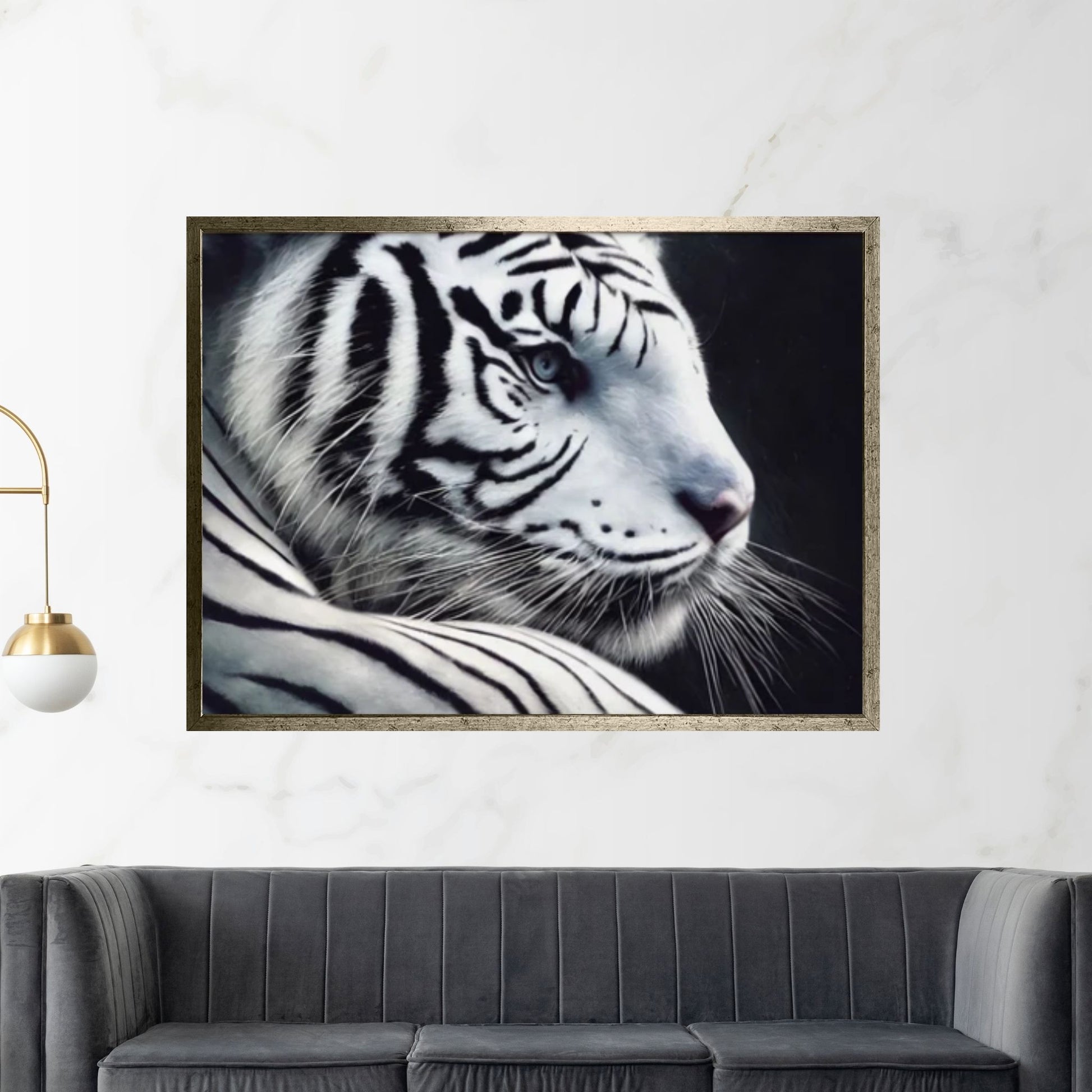 Abstract Anime Animal Tiger White Black Wall Art, Animal Modeling Wall Art Canvas - Y Canvas