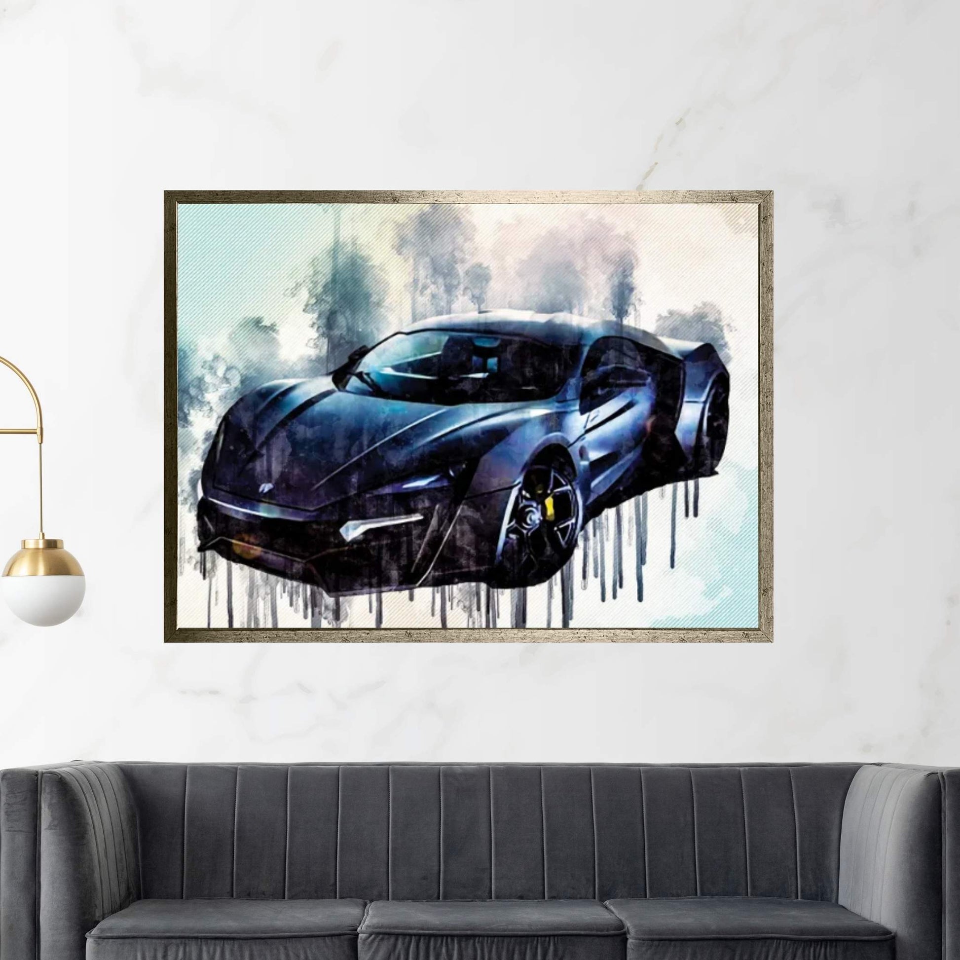 Lykan Hypersport 2017 Hypercar Gray Sports Supercar Canvas Wall Art - Y Canvas