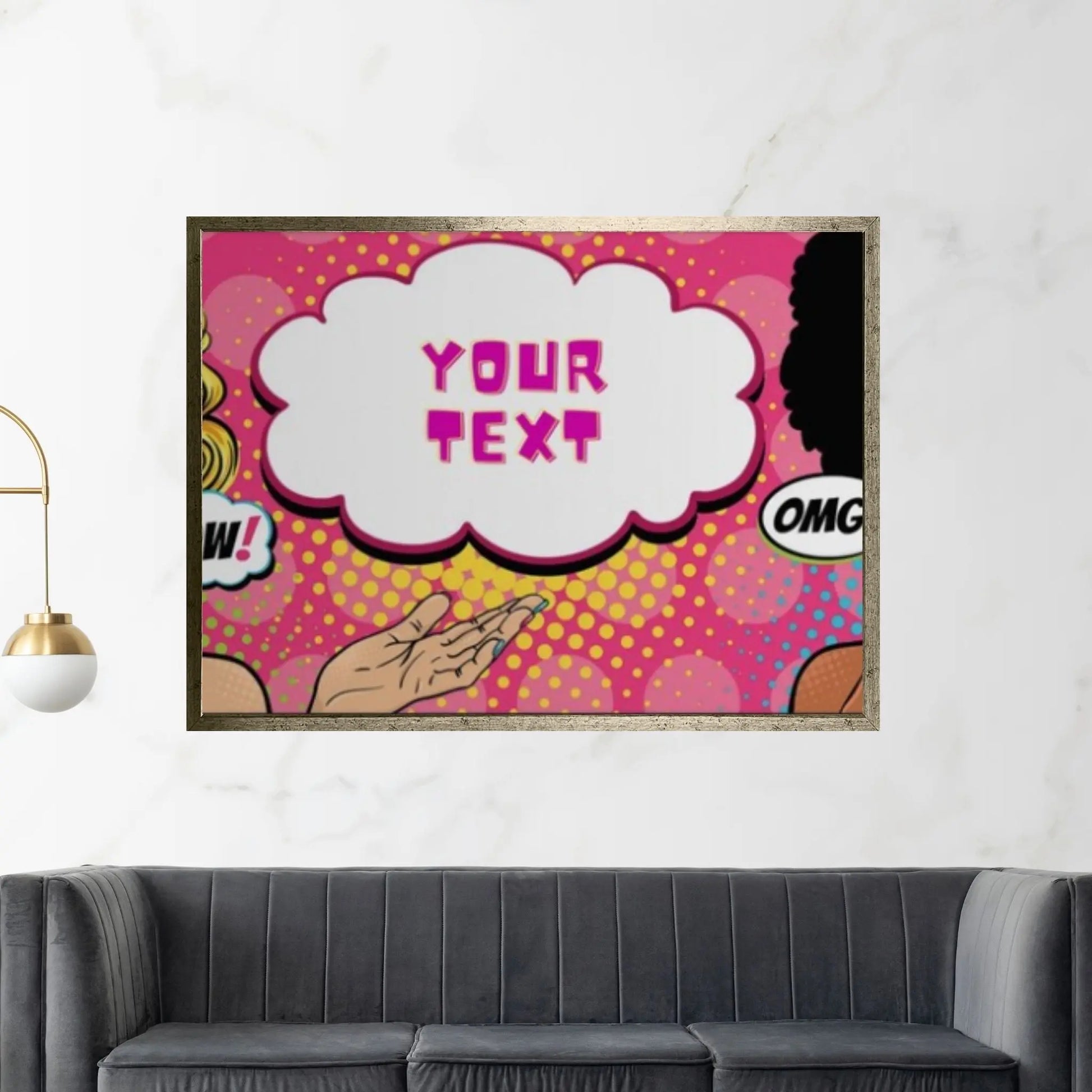 Customize Youre Text Here Pop Art Woman Wall Art, Comic Pop Art, Retro Comic - Y Canvas