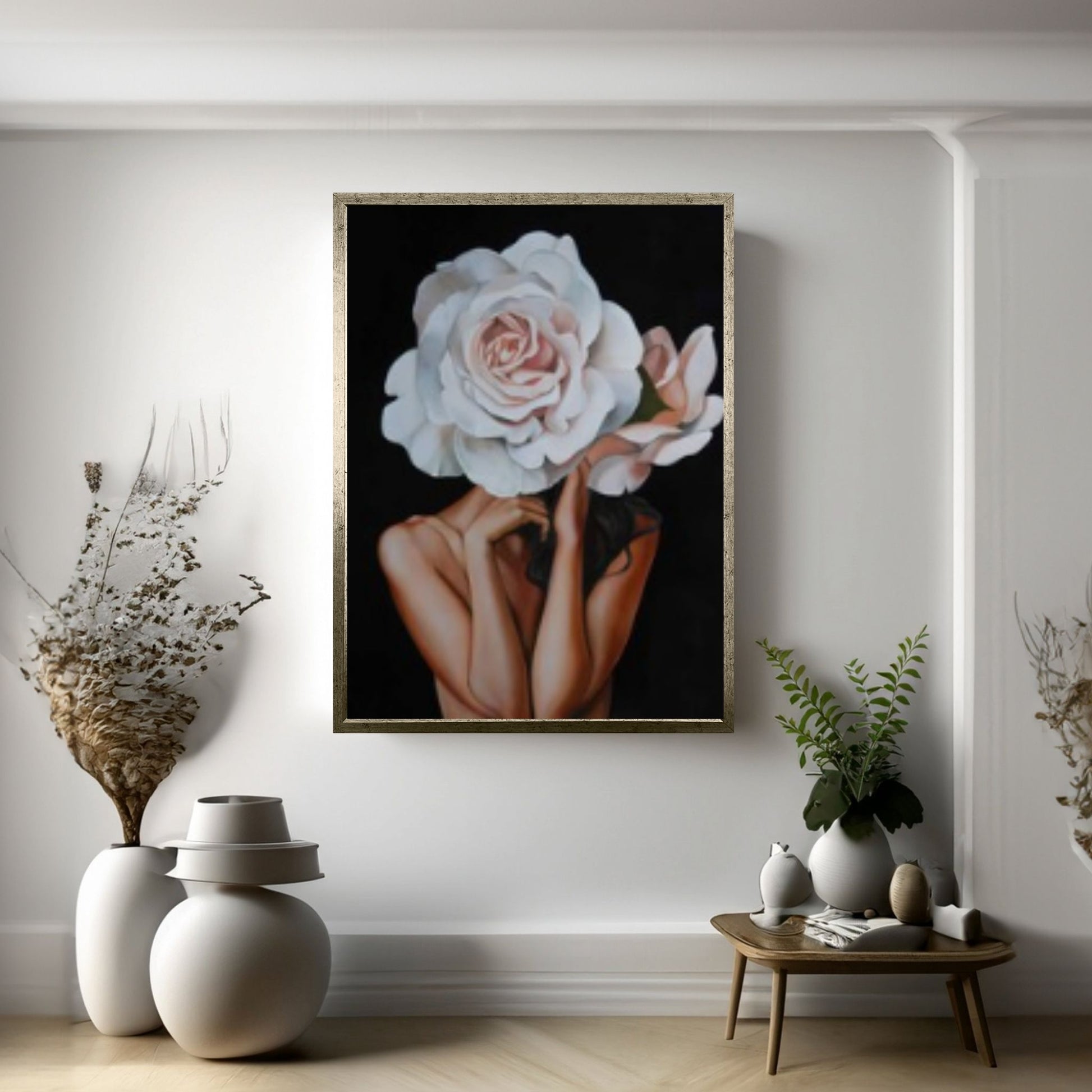 Floral Female Head Canvas Art, Heavenly Perfection Canvas, Roses and Woman, Woman Floral Art - Y Canvas