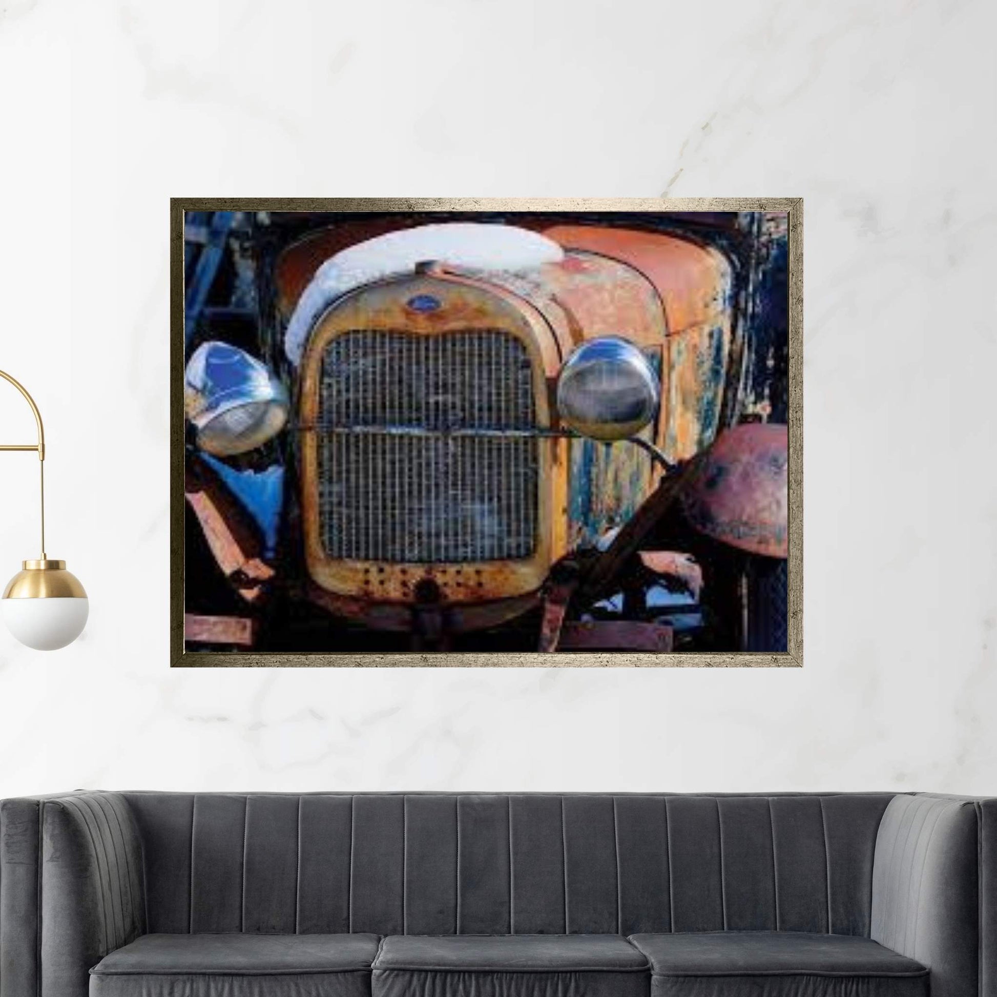 Snowy Model-T 2 Canvas Wall Art - Y Canvas