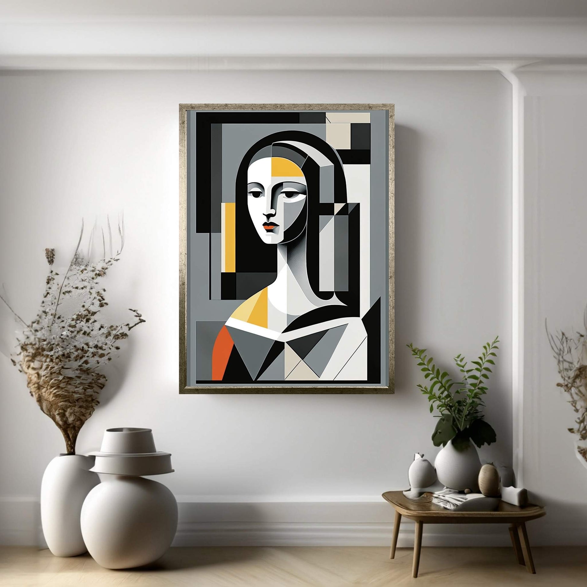 Modern Mona Lisa Picasso Style Reproduction Modern Abstract Canvas Wall Art - Y Canvas