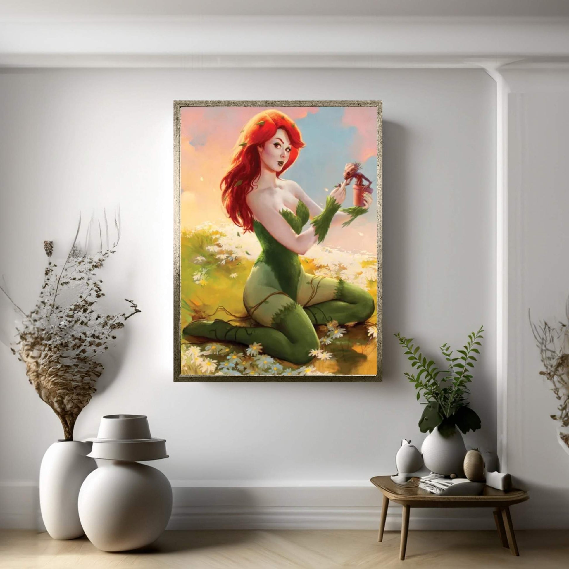 Poison Ivy And Baby Groot Canvas Wall Art - Y Canvas