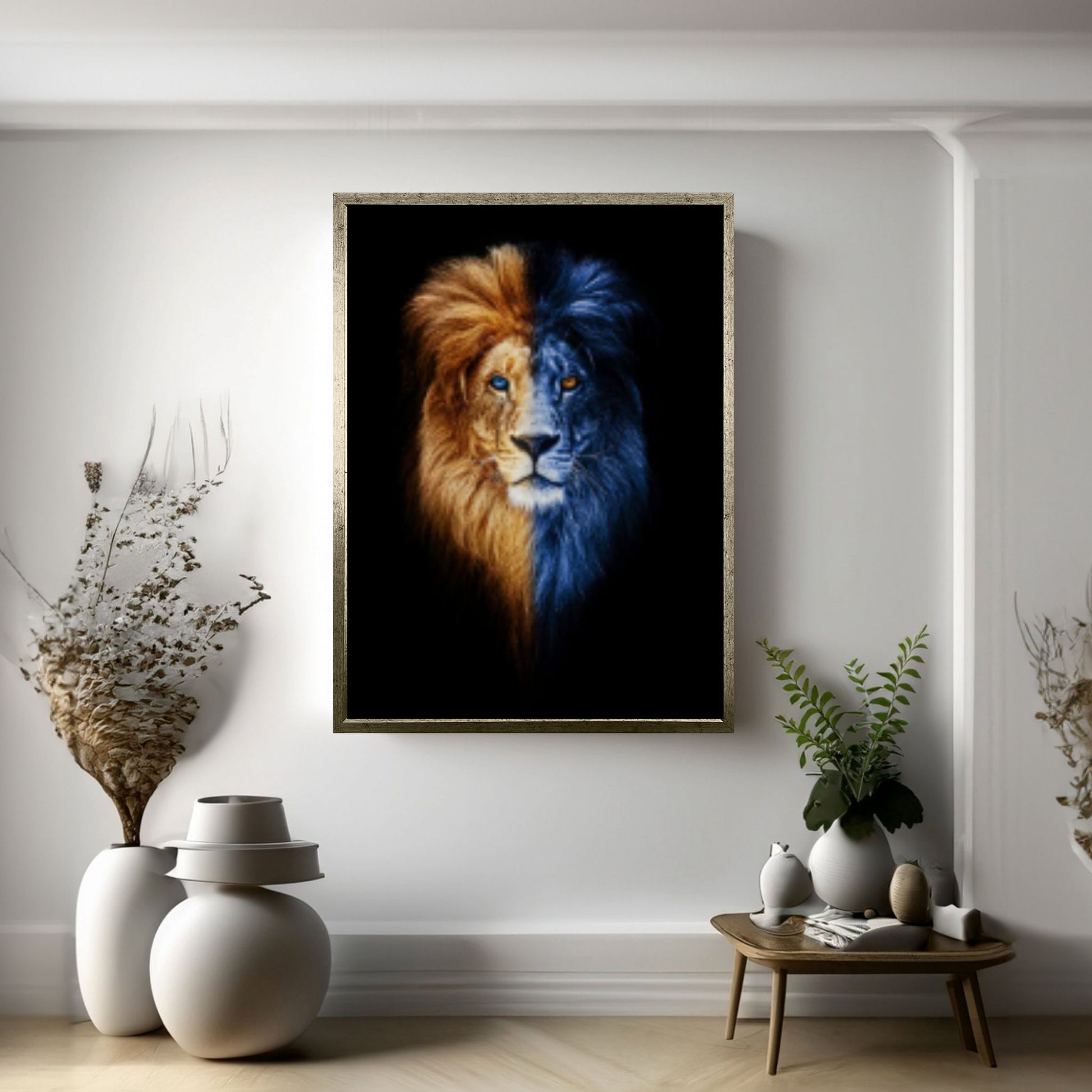 African Lion Canvas Wall Art, Lion wall art - Y Canvas