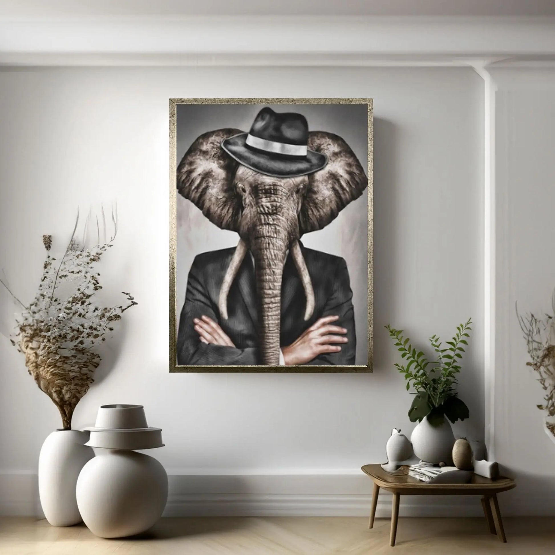 Abstract Animal Elephant Wall Art Poster Creative Animal Modeling Wall Art Canvas - Y Canvas