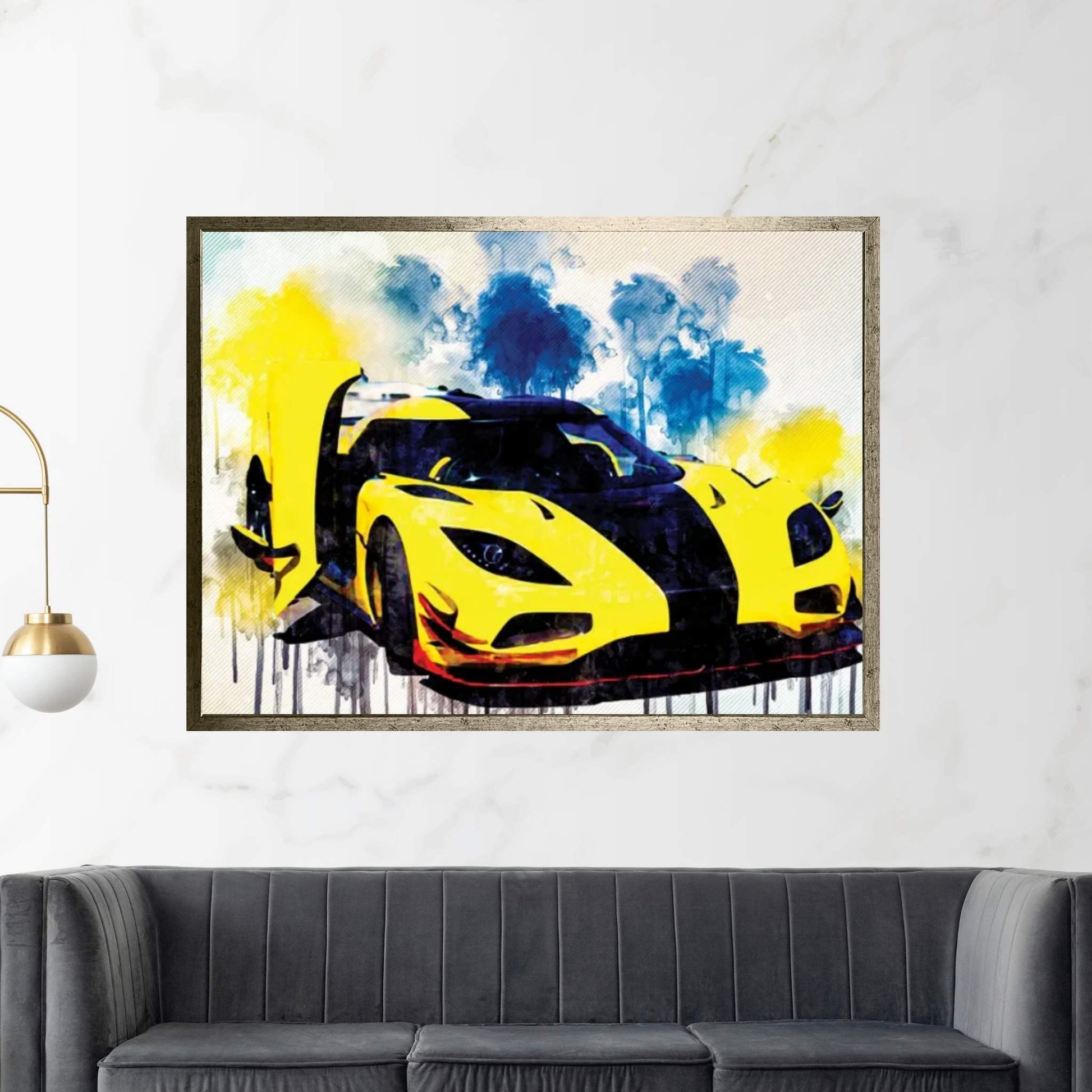 Koenigsegg Agera R Hypercar Sports Cars Yellow Canvas Wall Art - Y Canvas