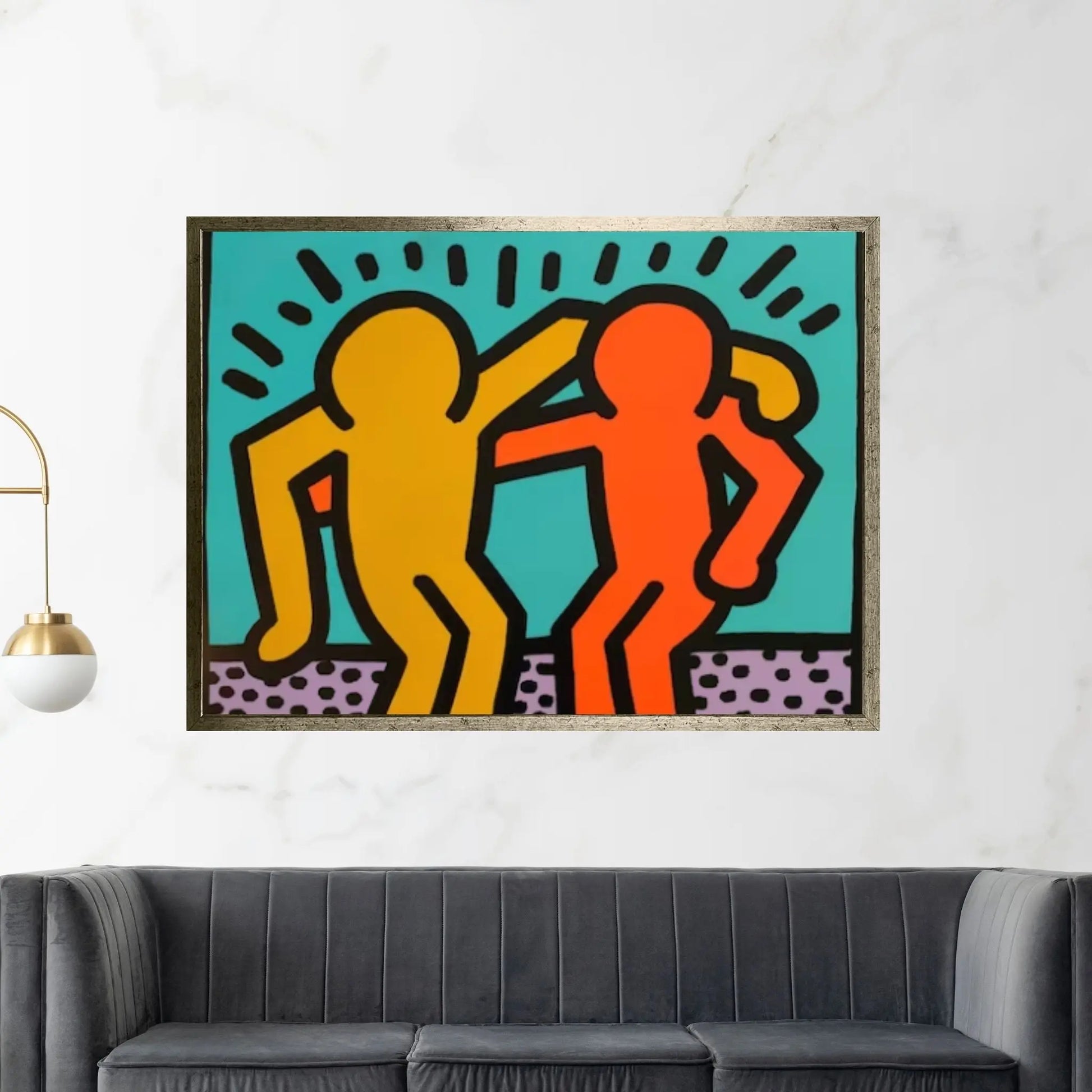 Keith Haring Canvas, Hugging People,Friendly Artwork, Hugging People Poster, Keith Haring Wall Decor, Graffiti Canvas Art - Y Canvas