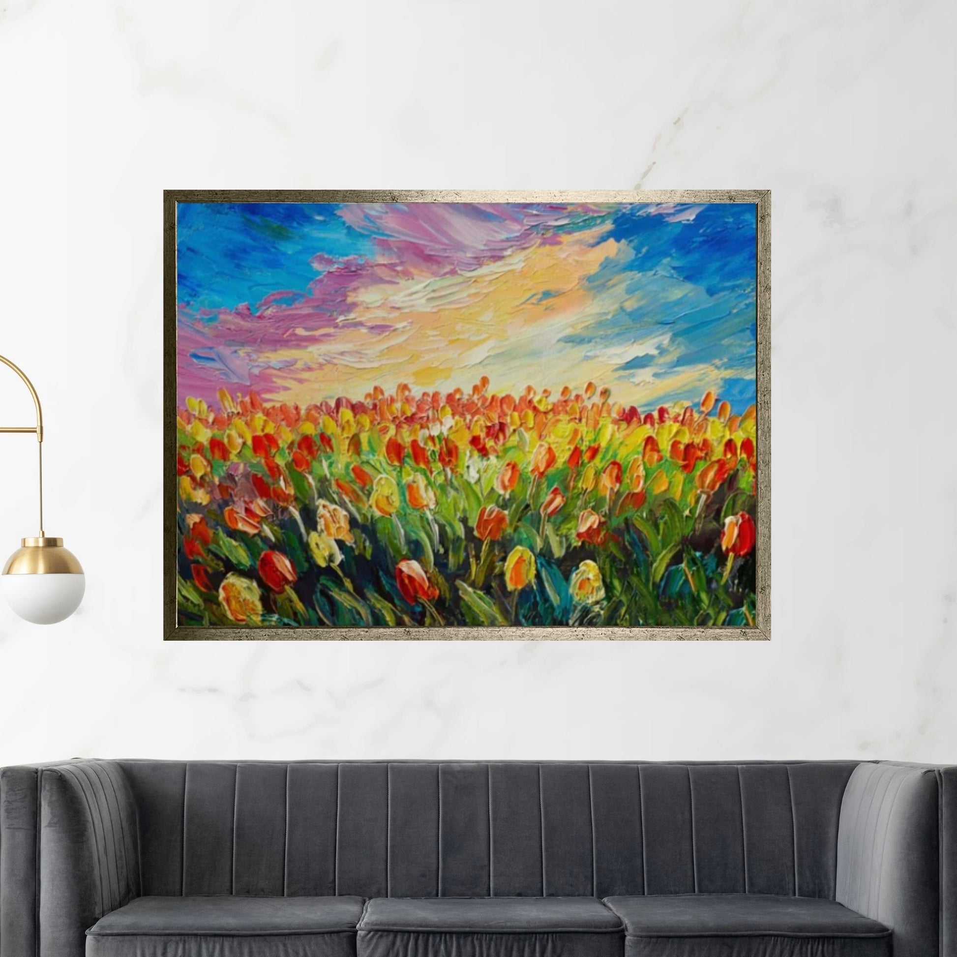 Tulip Oil Painting Tulip Canvas Art, Tulip Wall Art Tulip Wall Decor - Y Canvas