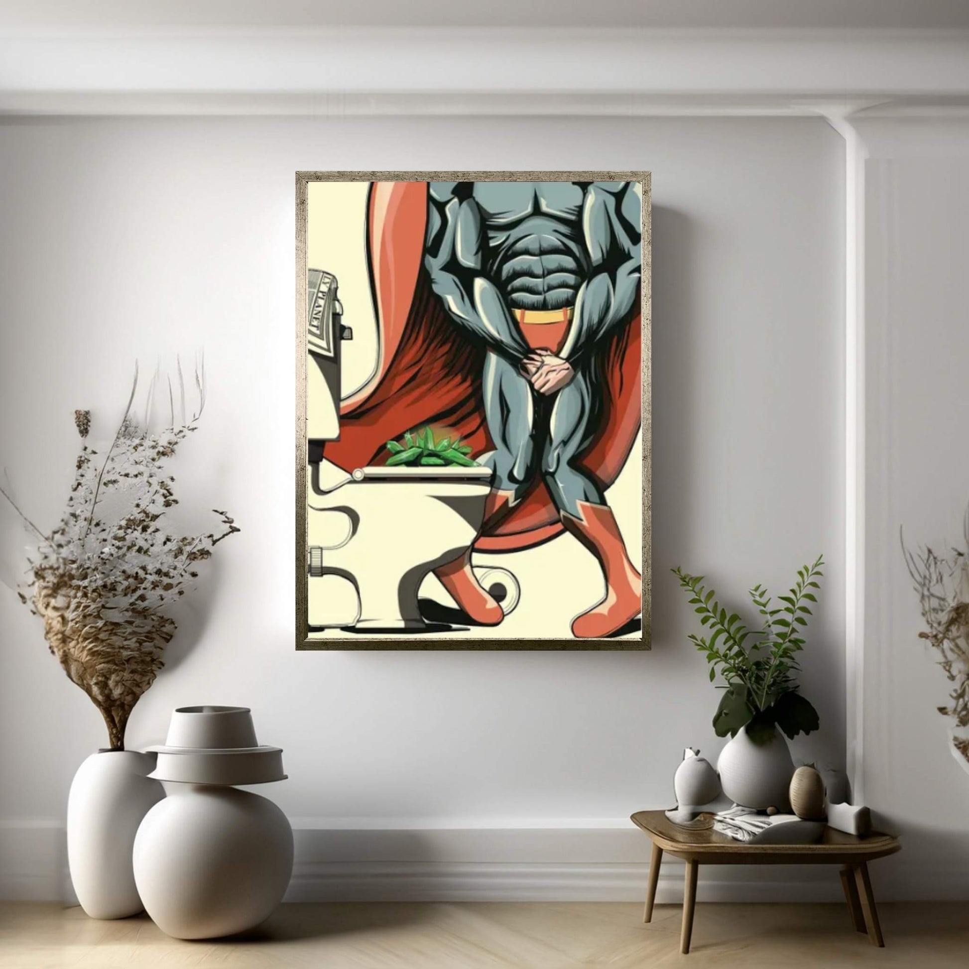 Superman's Kryptonite On The Toilet Canvas Wall Art - Y Canvas