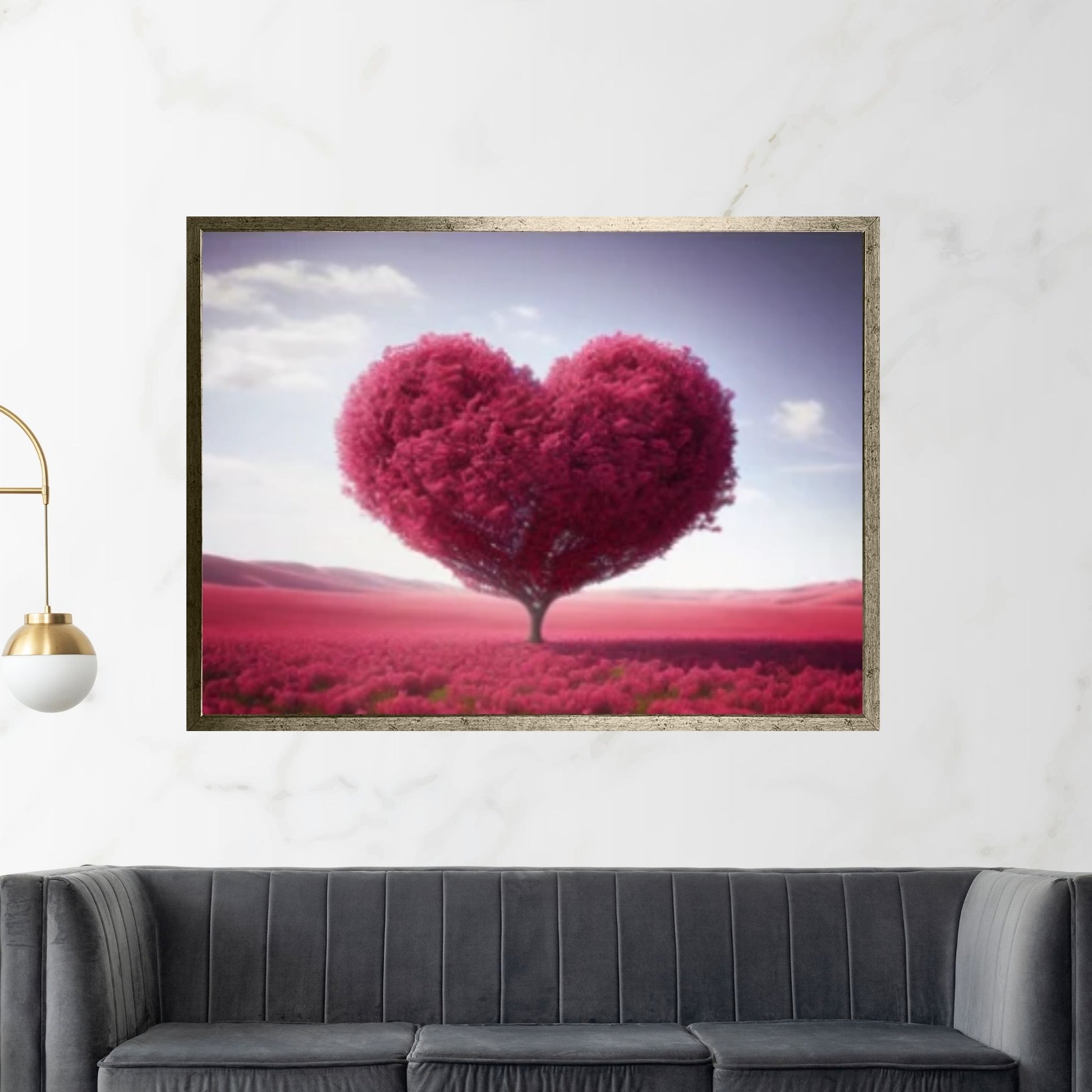 Heart Tree Canvas Wall Art Red Heart Shaped Tree - Landscape Wall Canvas Art - Y Canvas