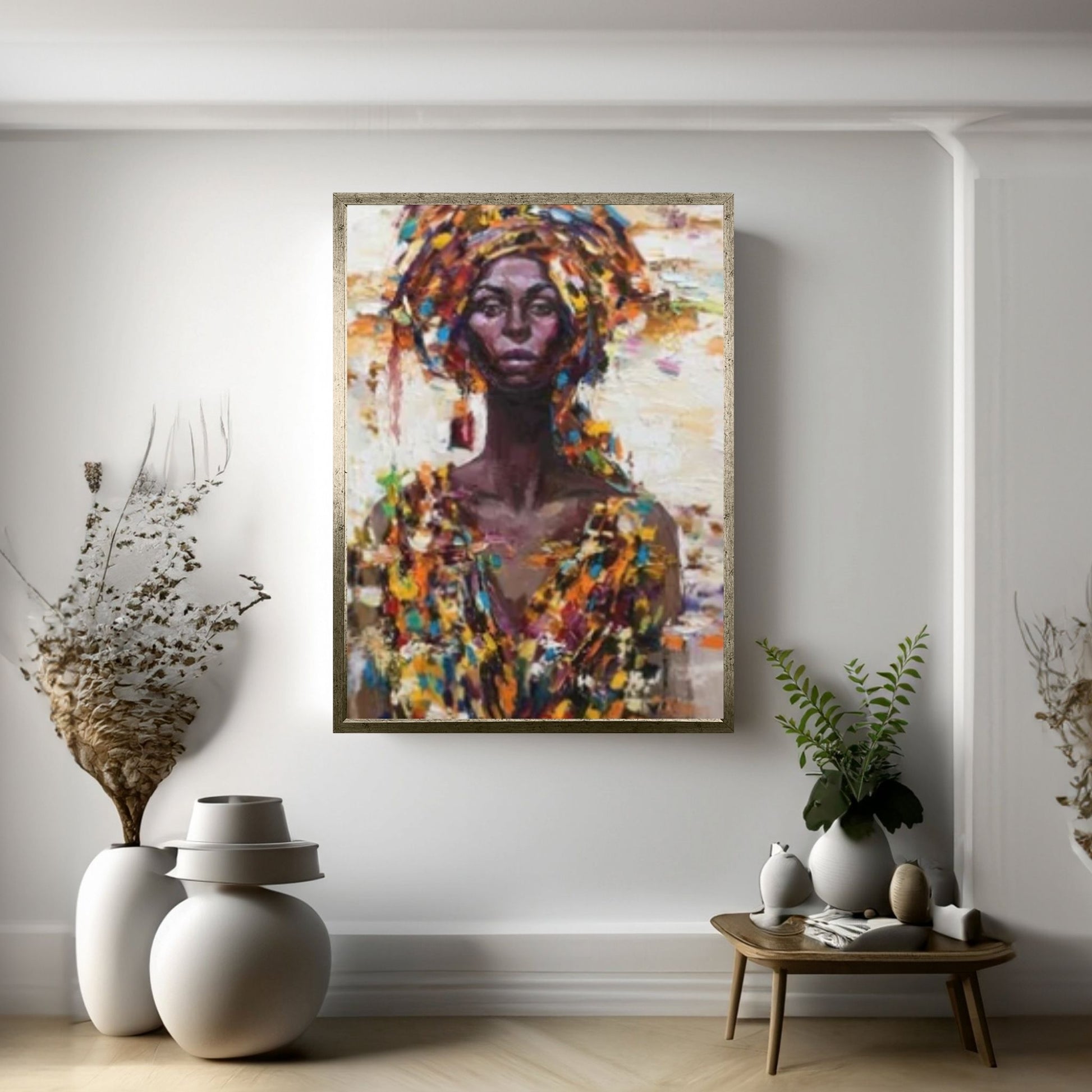 American Afro Black Woman Portrait, African Woman Makeup Wall Art - Y Canvas