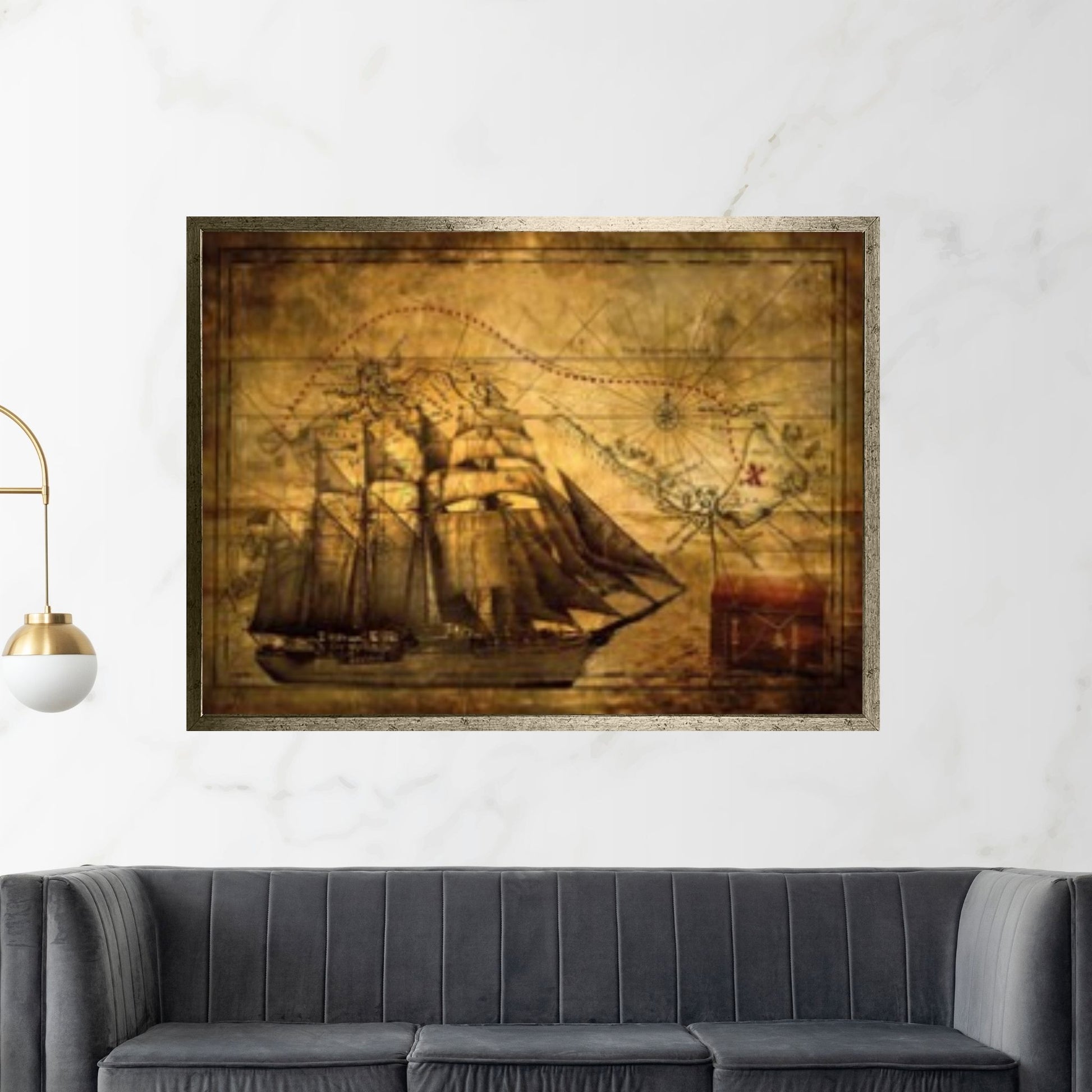 Old Pirates Treasure Map Canvas Wall Art - Y Canvas