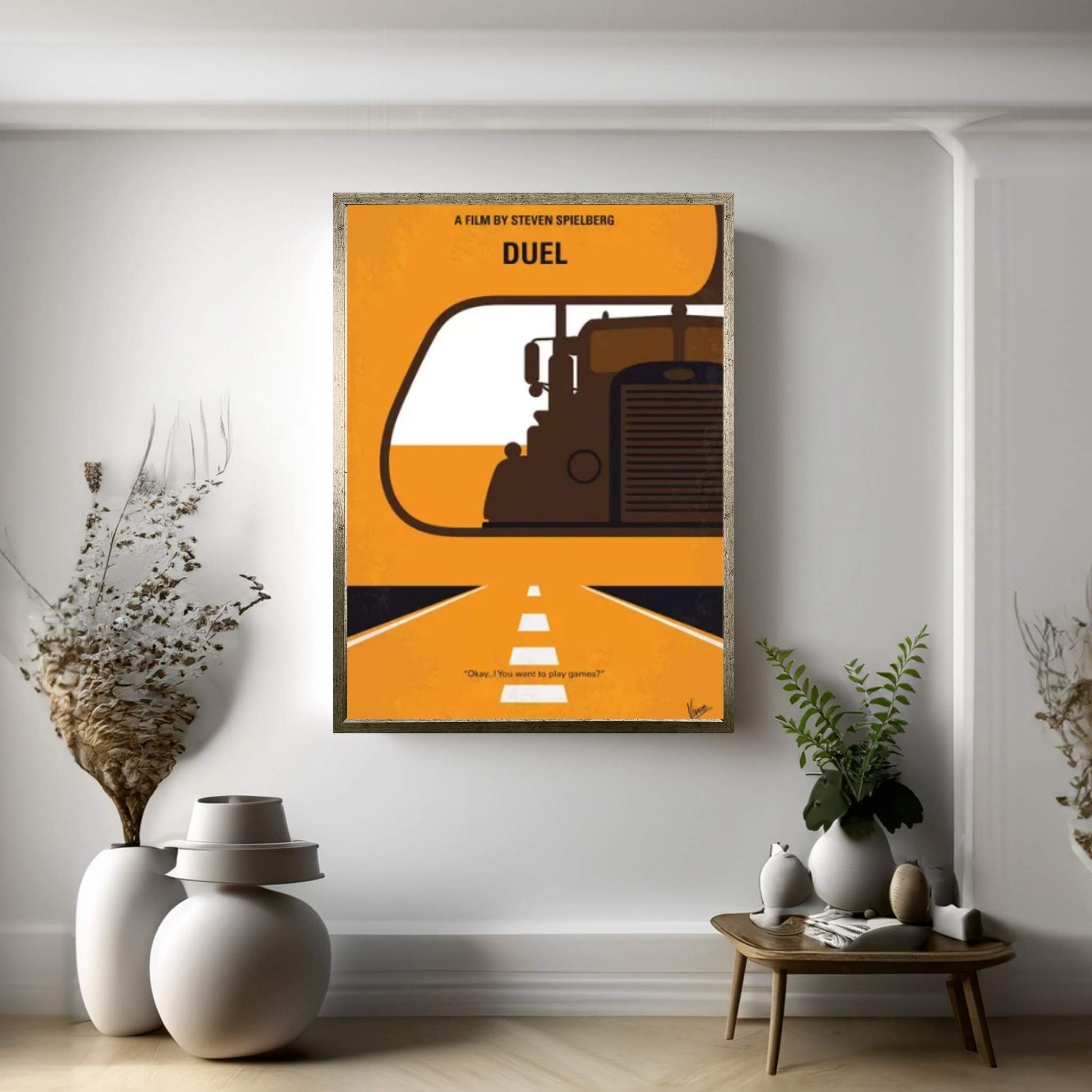 Duel Minimal Movie Poster Canvas Wall Art - Y Canvas