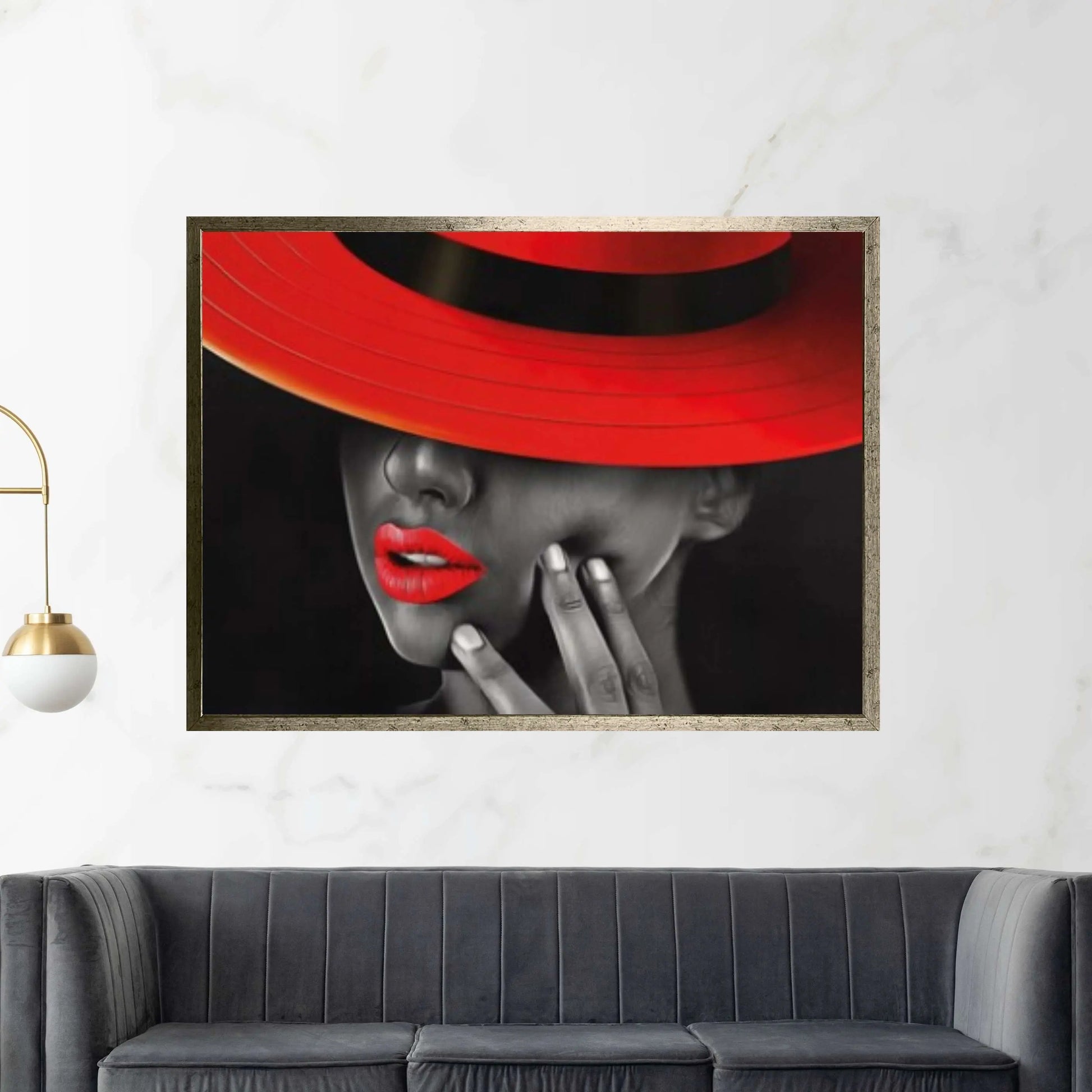 Red Hat Woman Canvas Painting / Woman With Red Hat / Bedroom Sexy Model Canvas Painting / Love Couples Wall Decor - Y Canvas