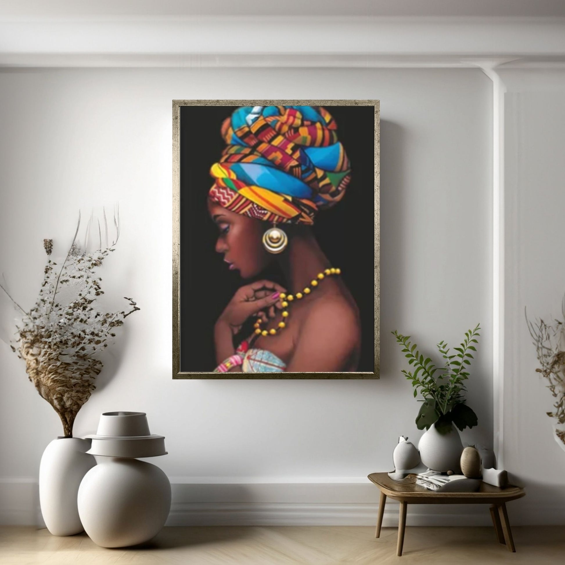 African Art Wall Decor, African Woman Makeup Wall Art, Abstract Canvas Art - Y Canvas