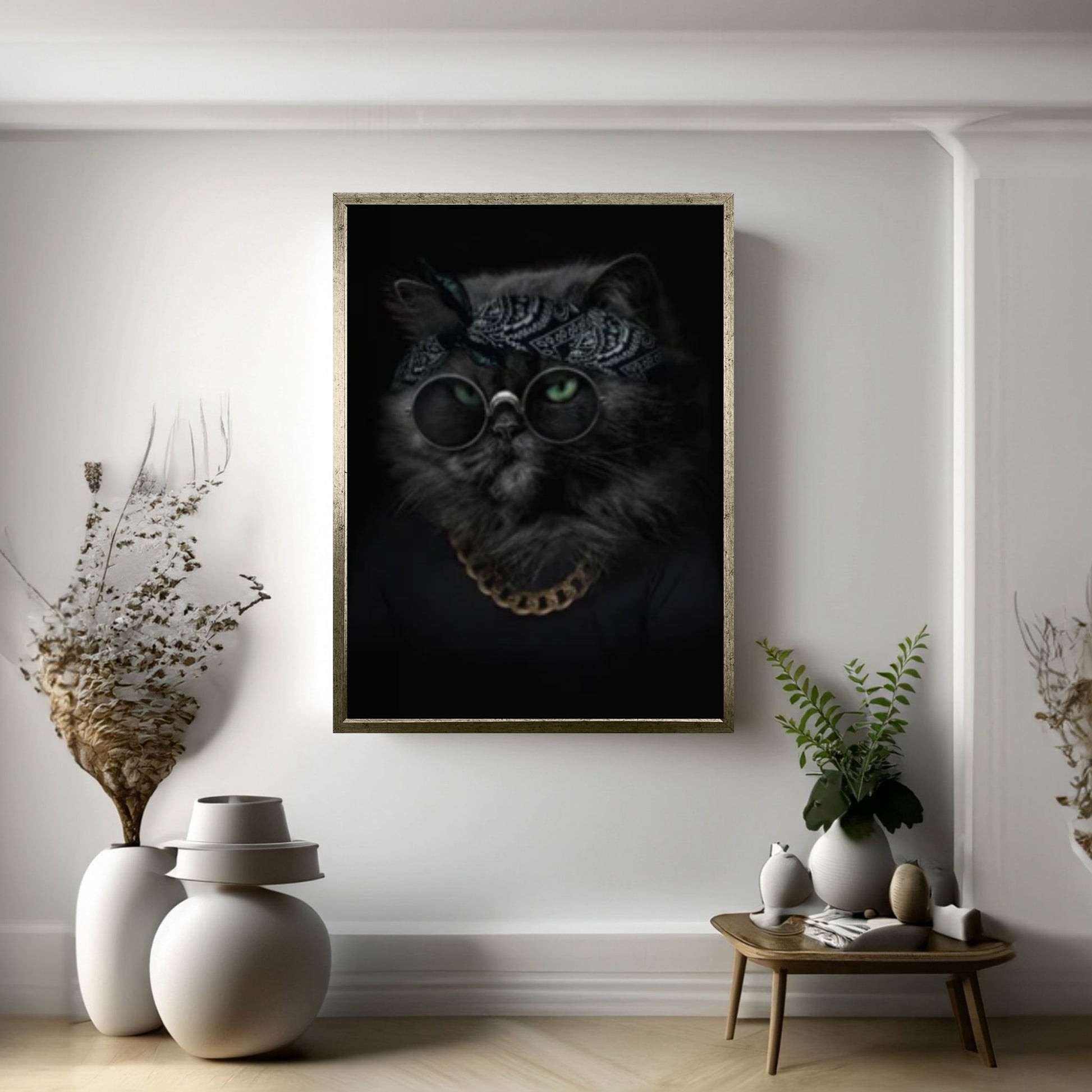 Boss Cat Wall Art, Cat Canvas, Modern Cat Canvas, Gangster Cat Canvas - Y Canvas