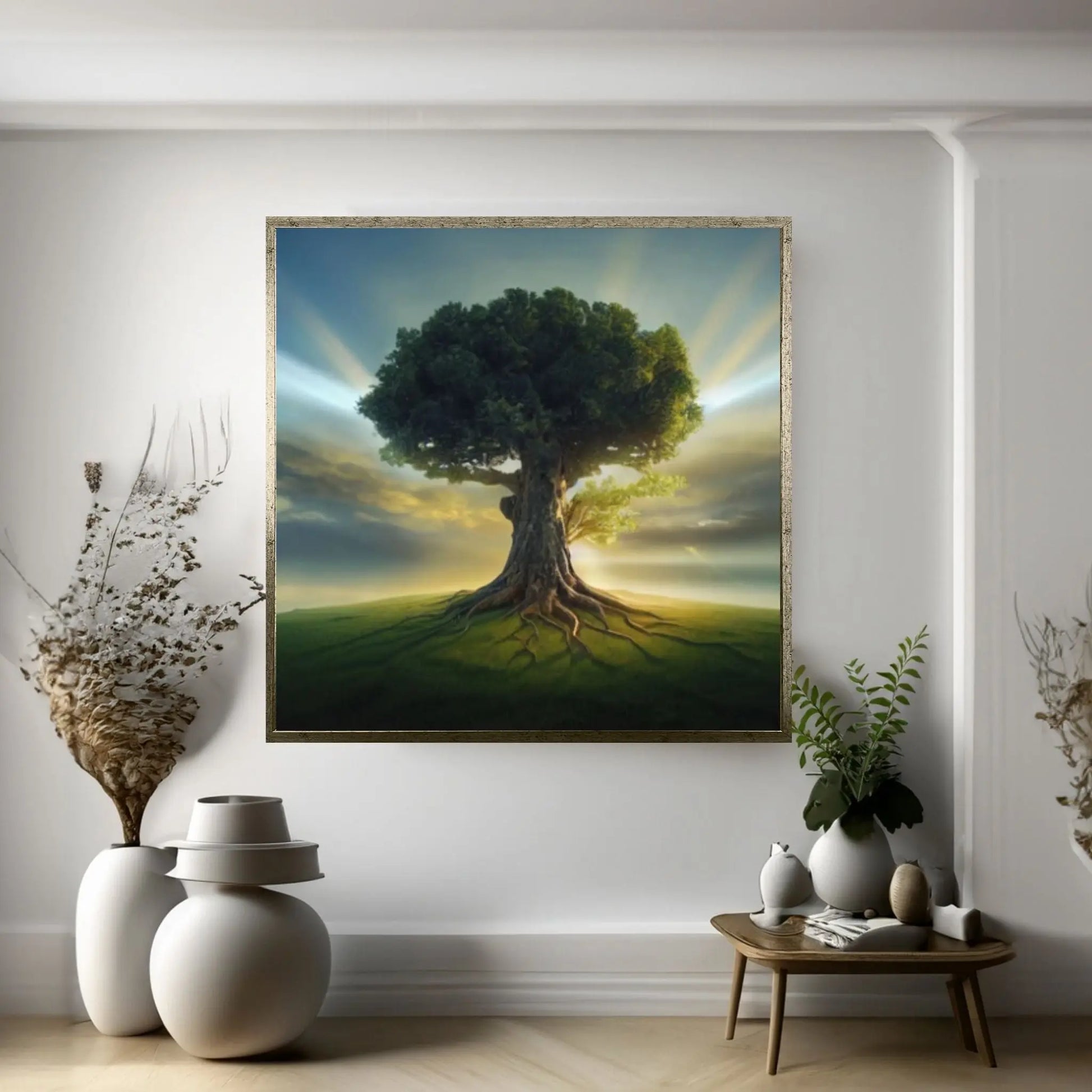 Landscape Tree On Canvas Print Wall Art Abstract Oil Tree Artwork Contemporary Tree Art Modern Tree Paintings - Y Canvas