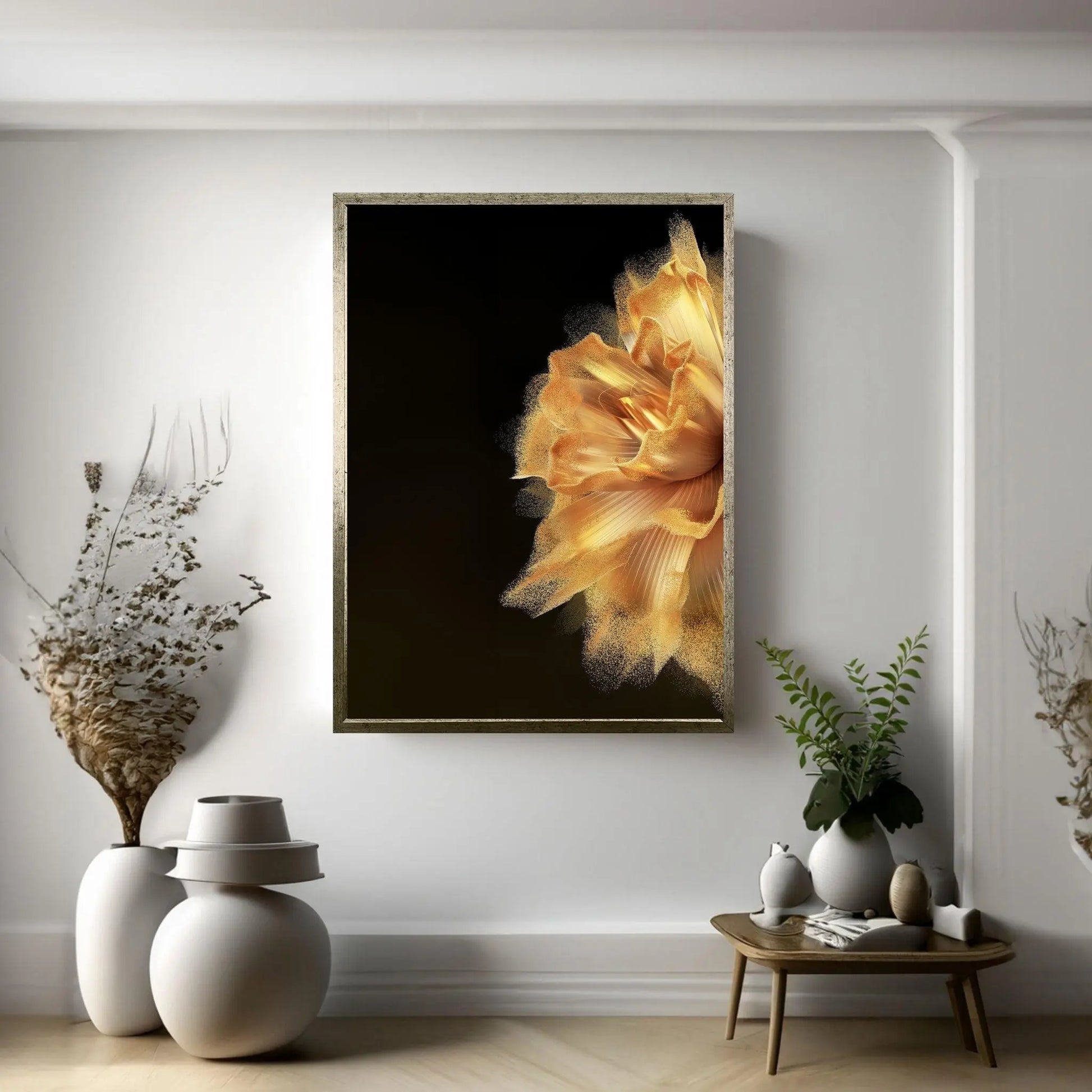 Yellow Gold Flower Canvas Wall Art: - Y Canvas