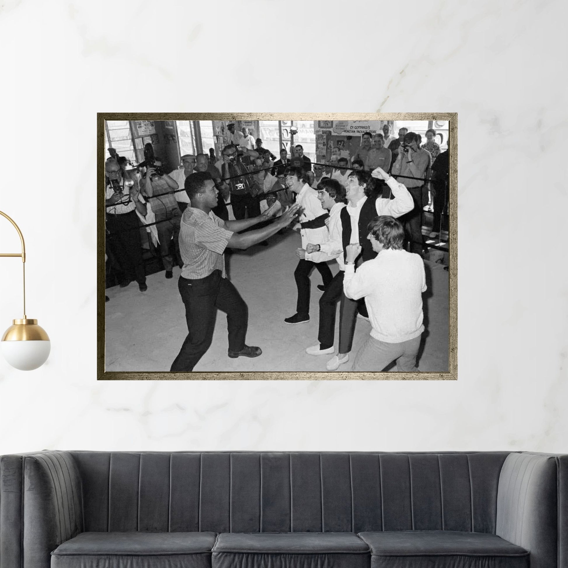 The Beatles in Ring with Muhammad Ali Canvas Wall Art - Y Canvas