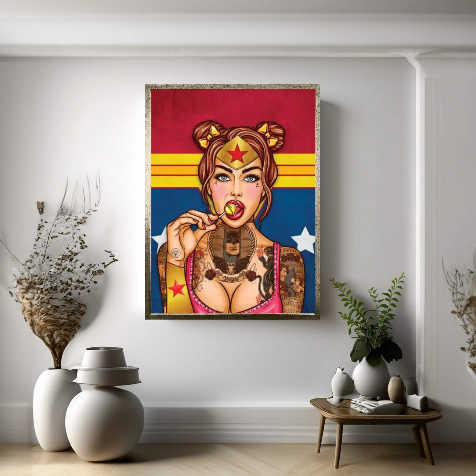 Wonder Woman Pinup Canvas Wall Art - Y Canvas