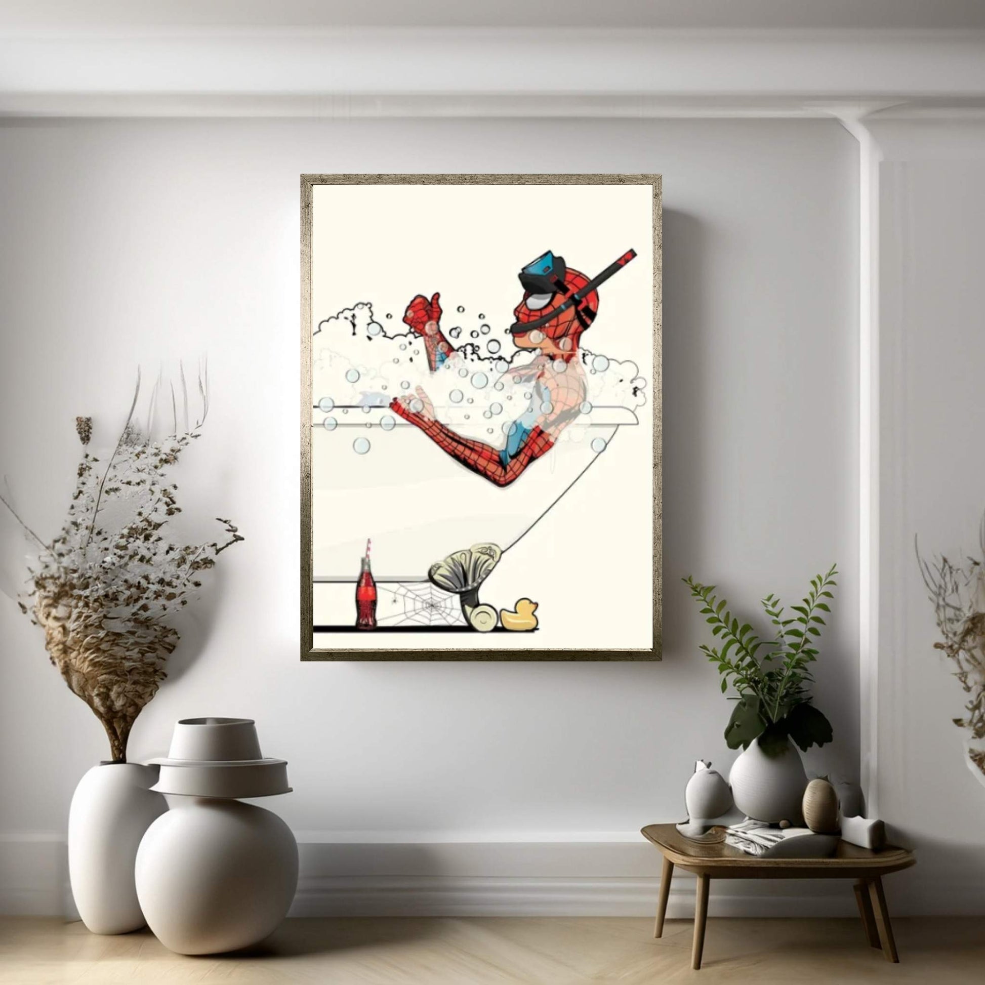 Spiderman Bath Canvas Wall Art - Y Canvas